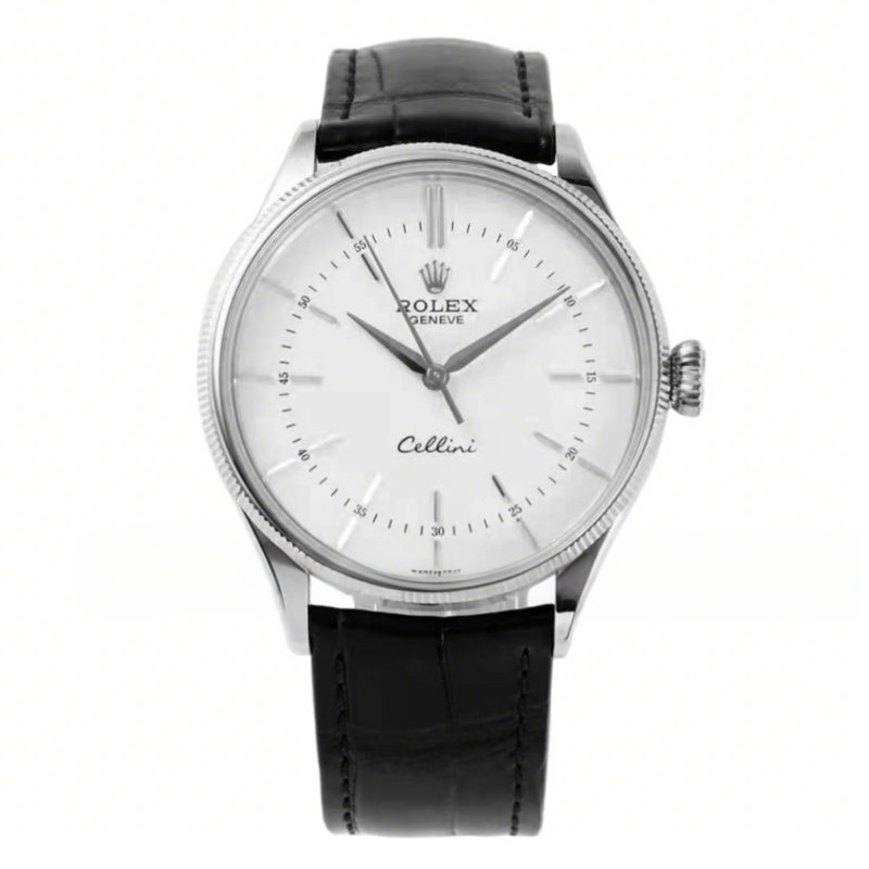 Rolex Cellini Time 50509 White Dial with Stick Marker in White Gold-fasswatch