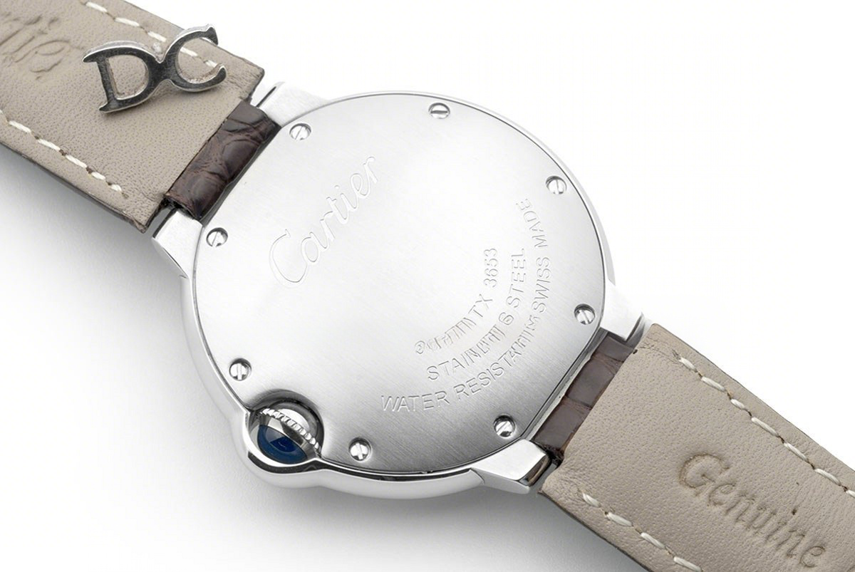 Cartier Ballon Bleu de Cartier 36mm White Dial in Steel on Brown Leather Stra-fasswatch