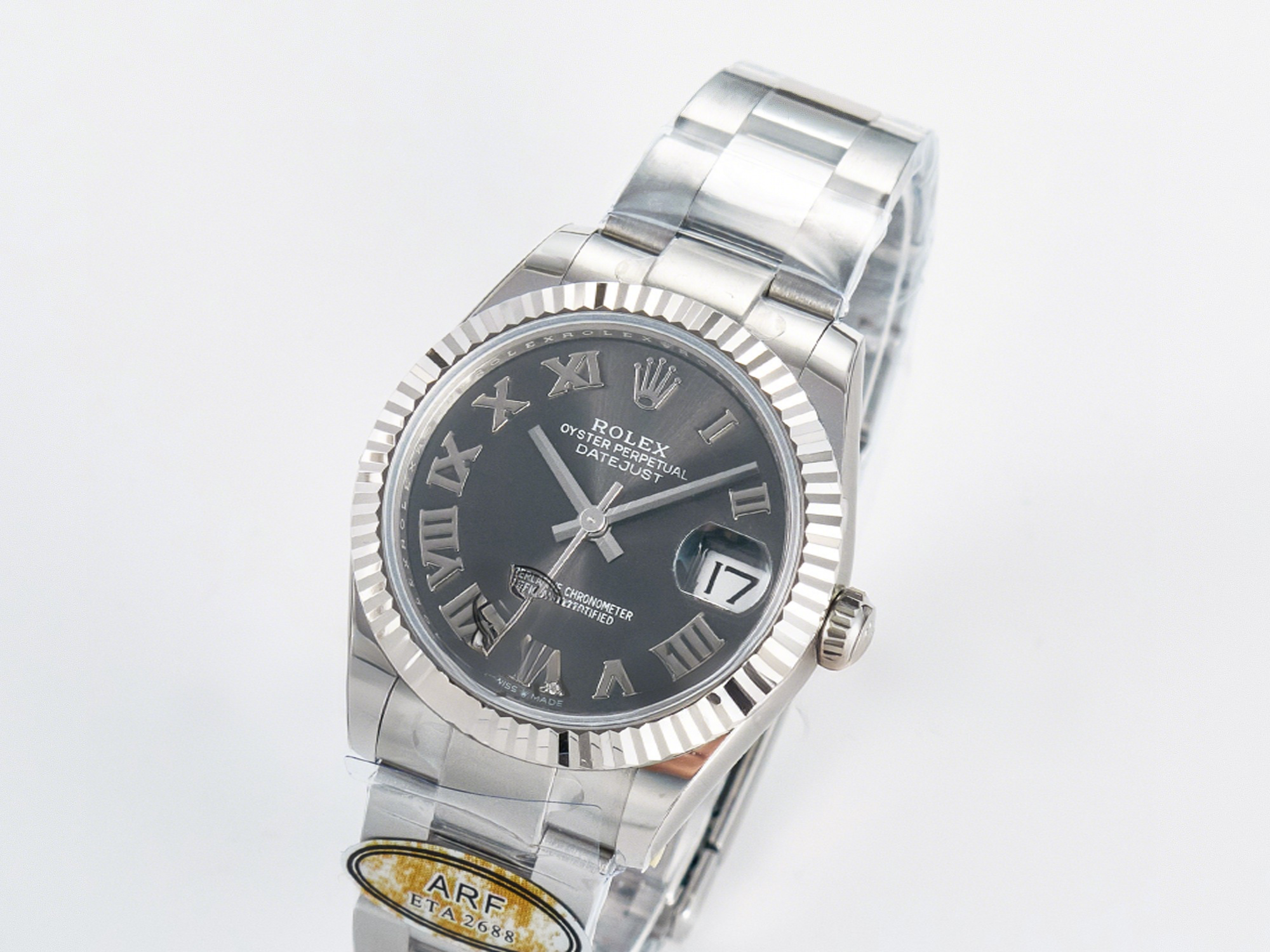 Rolex DateJust 31 278274 ARF 1:1 Best Edition 904L Steel Gray Roman Diamonds Dial on SS Oyster Bracelet ETA 2688-fasswatch