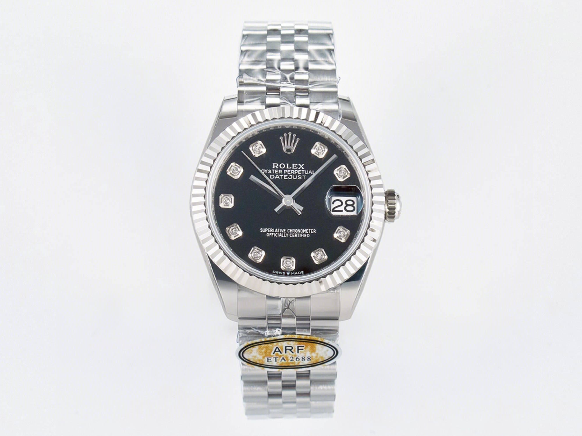 Rolex DateJust 31 278274 ARF 1:1 Best Edition 904L Steel Black Diamonds Dial on SS Jubilee Bracelet ETA 2688-fasswatch