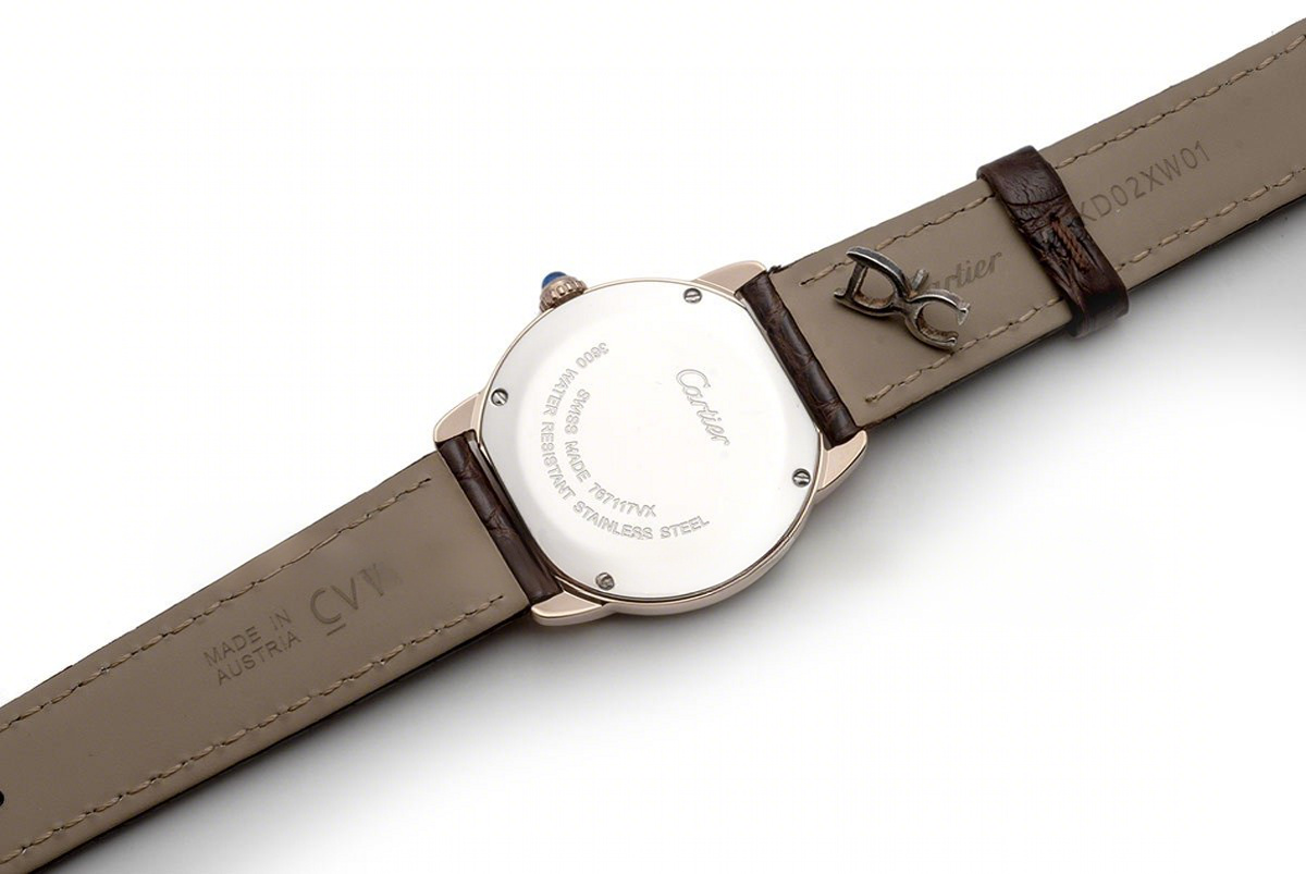 Cartier Ronde Louis Cartier Watch 29mm White Dial in Pink Gold on Brown Leather Strap-fasswatch