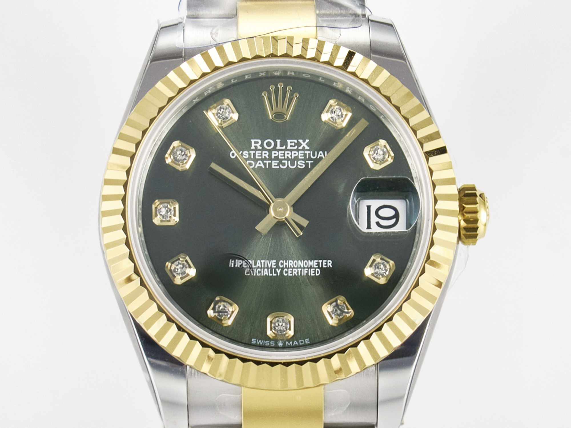 Rolex DateJust 31 278383 ARF 1:1 Best Edition 904L Steel Green Diamonds Dial on SS/YG Oyster Bracelet ETA 2688-fasswatch
