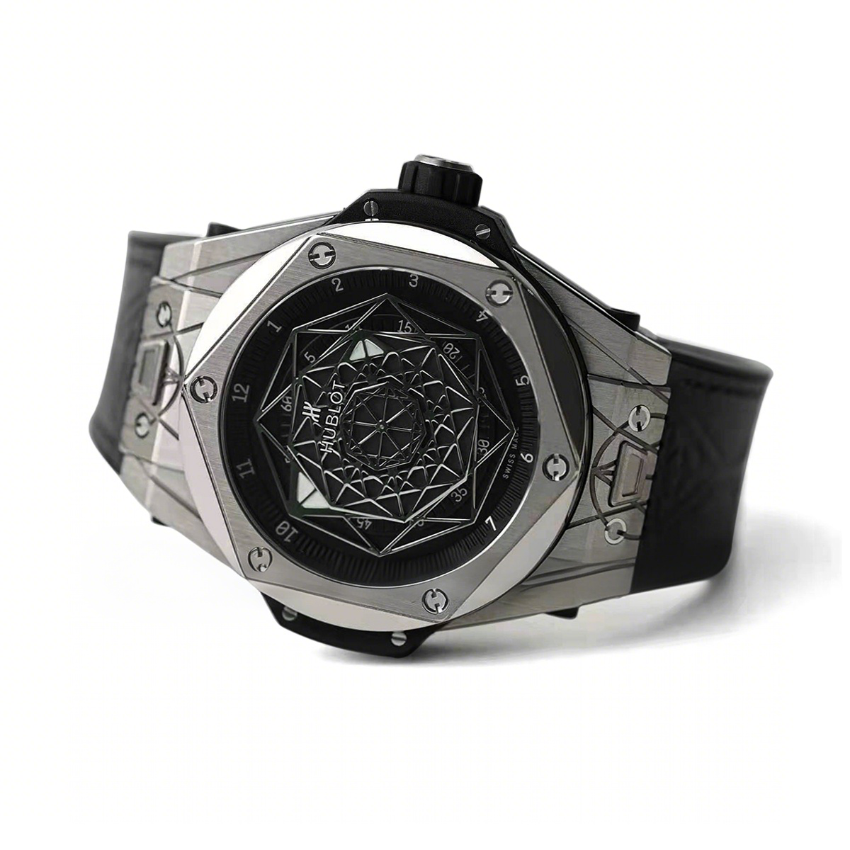 Hublot Big Bang Unico Sang Bleu in Titanium on Black Leather Strap-fasswatch