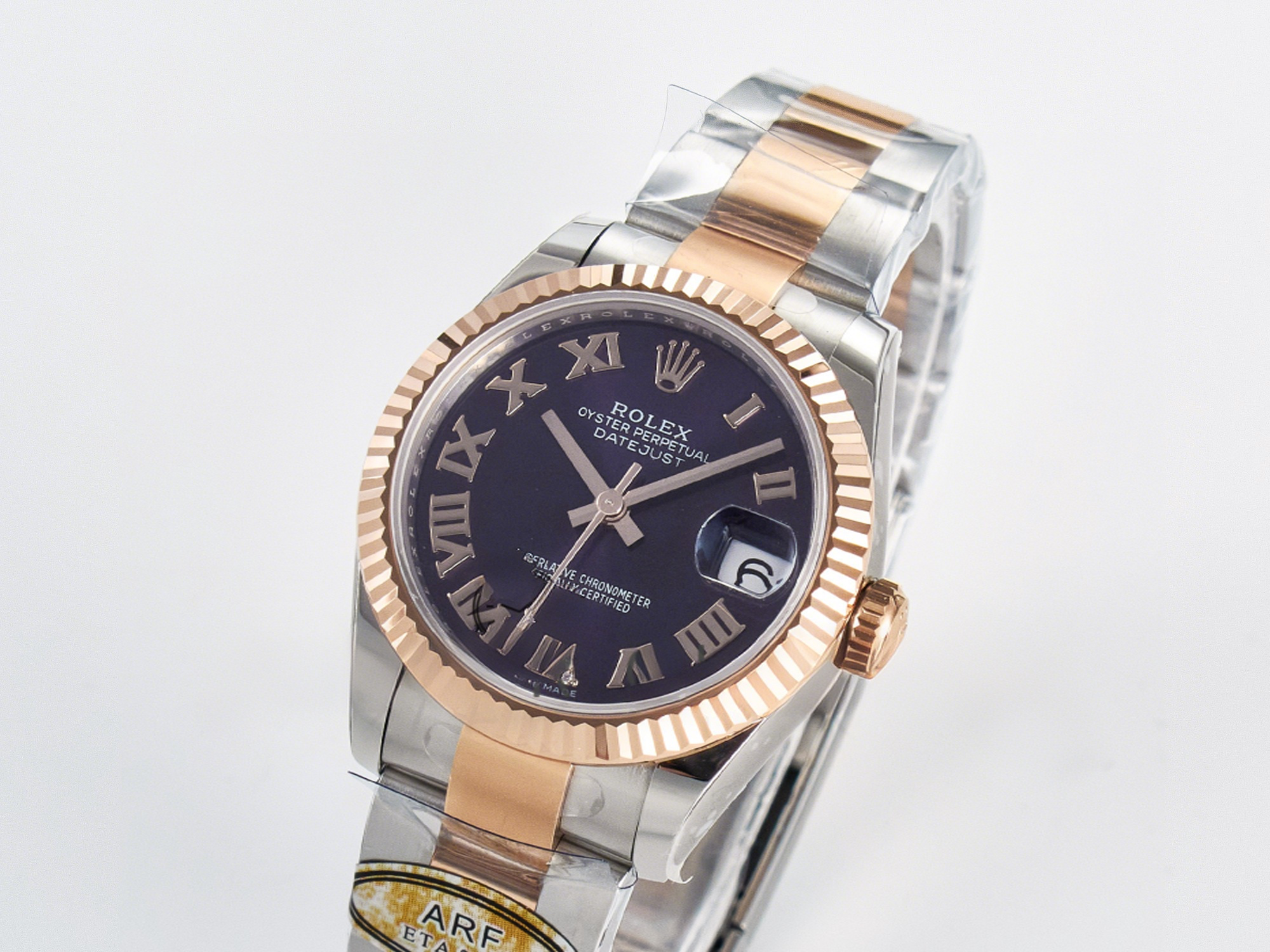 Rolex DateJust 31 278271 ARF 1:1 Best Edition 904L Steel Purple Roman Diamonds Dial on SS/RG Oyster Bracelet ETA 2688-fasswatch