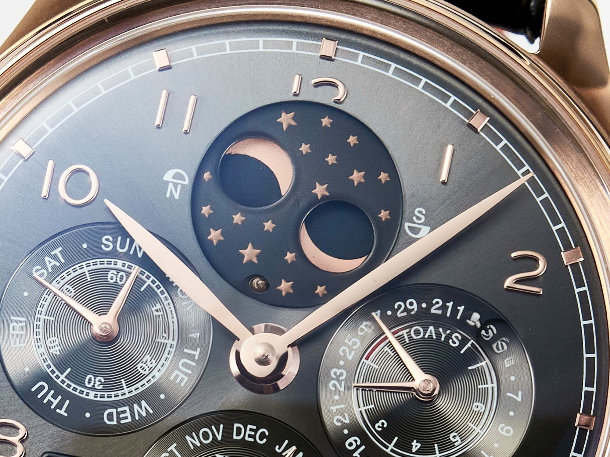 IWC IW5034 Portugieser Perpetual Calendar RG V9F 1:1 Best Edition Black Dial on Black Leather Strap A52610-fasswatch