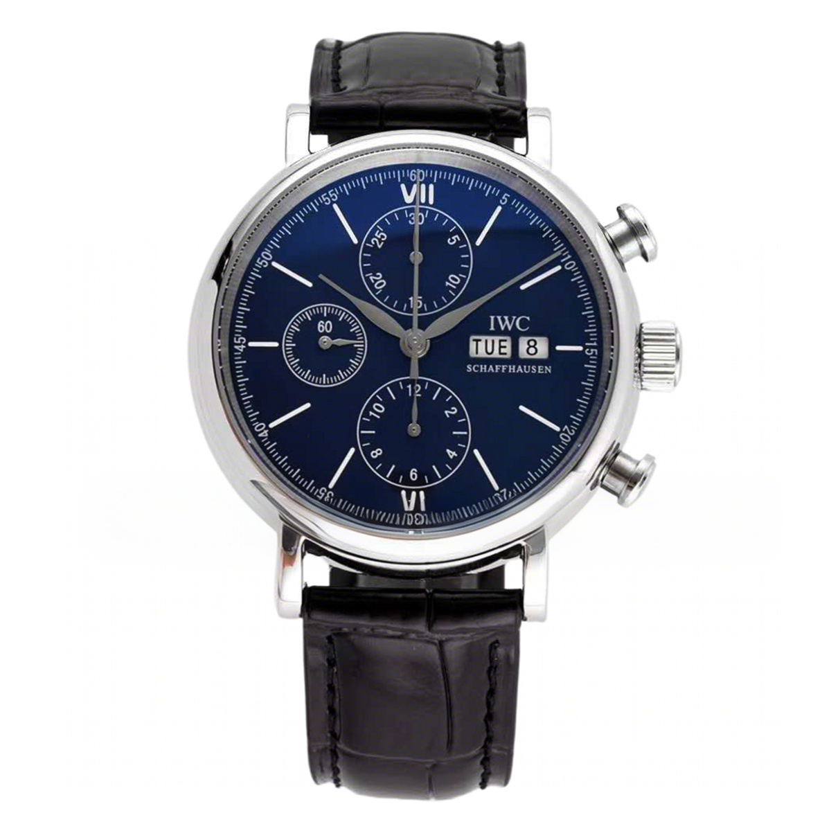 IWC Portofino Chronograph IW390303 Edition “150 Years” Blue Dial in Steel-fasswatch