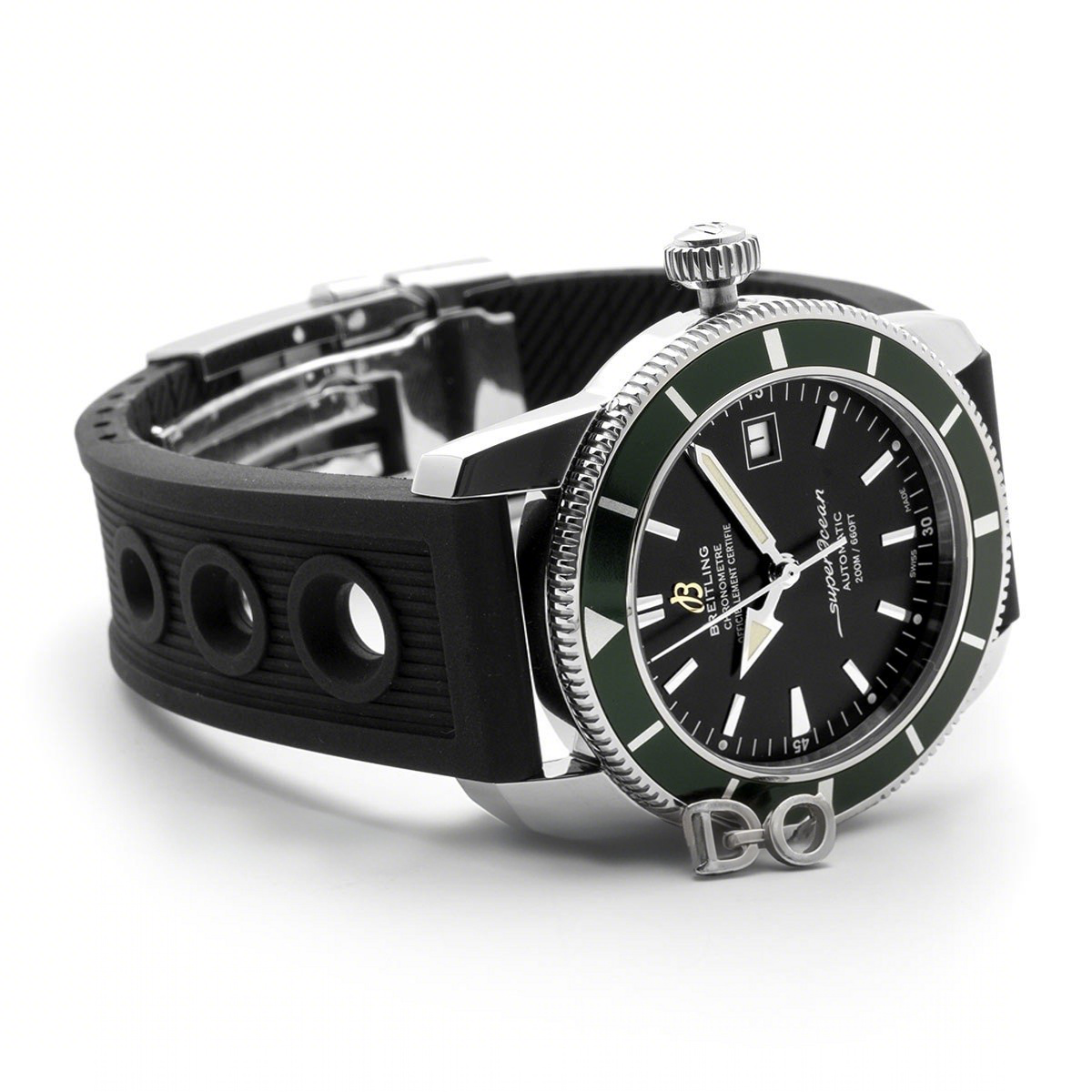 Breitling Superocean Heritage II B20 Automatic in Black Dial with Green Bezel on Rubber Strap-fasswatch