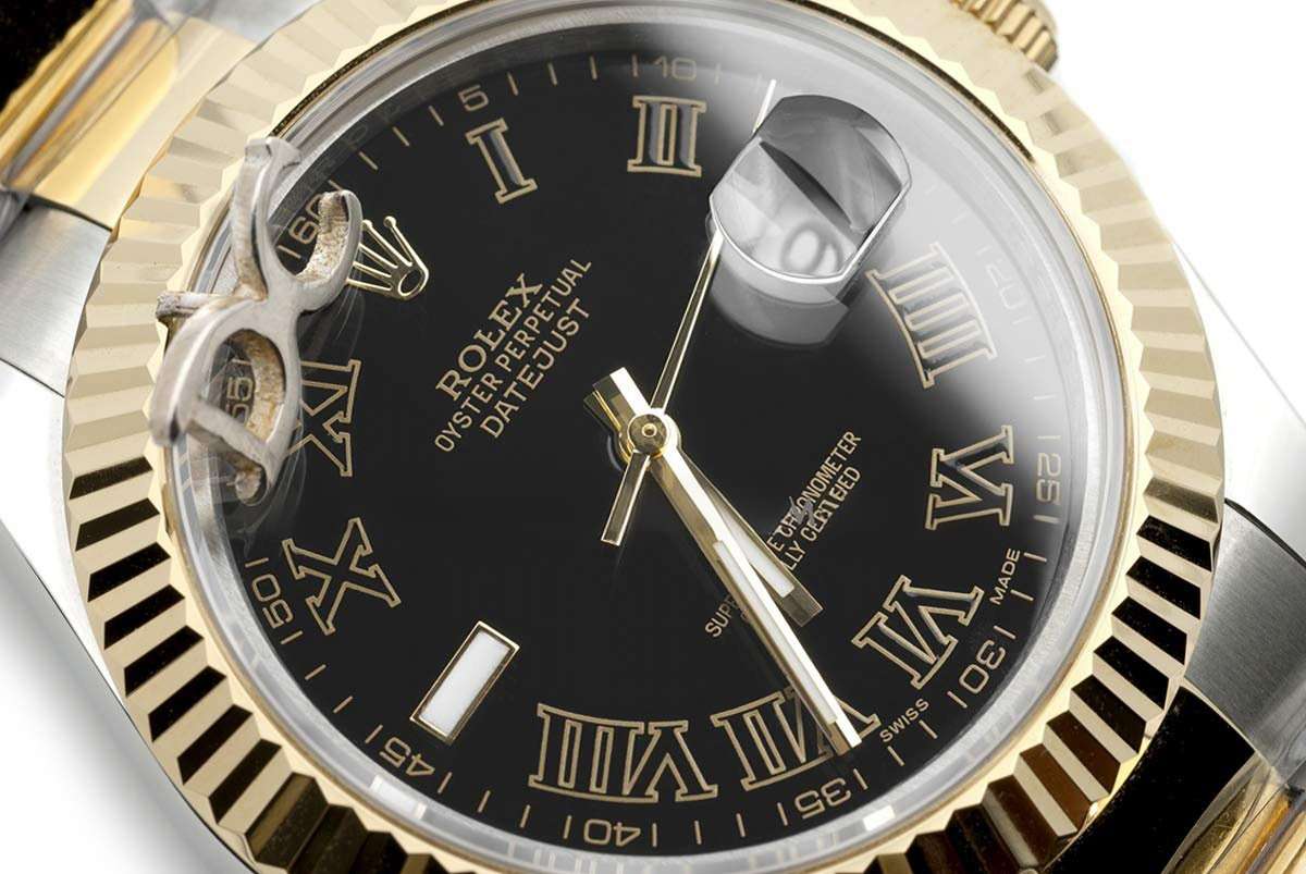 Rolex Datejust II 116333 Black Dial in Yellow Gold/Steel with Roman Markers-fasswatch