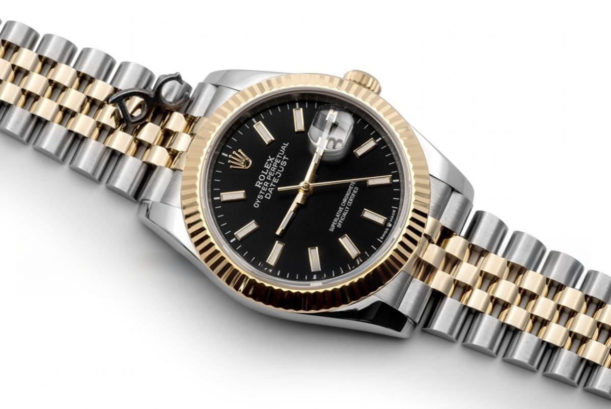 Rolex Datejust 36 126283RBR Black Dial in Yellow Gold and Steel with Stick Markers-fasswatch