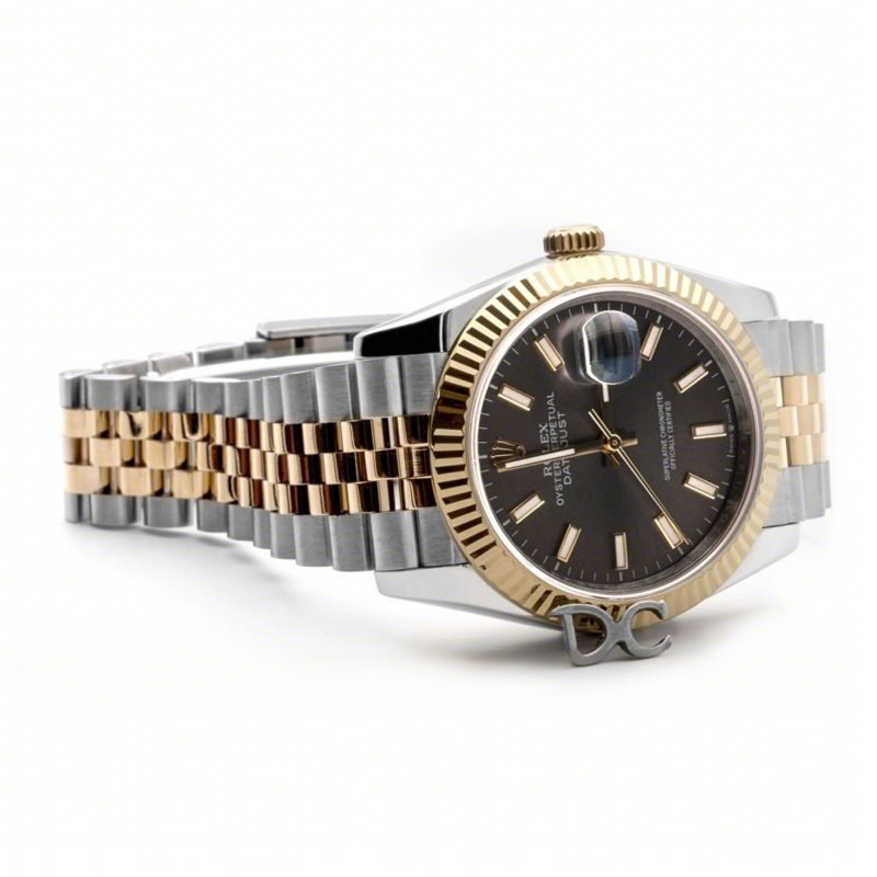 Rolex Datejust 36 126283RBR Dark Rhodium Dial in Yellow Gold and Steel with Stick Markers-fasswatch