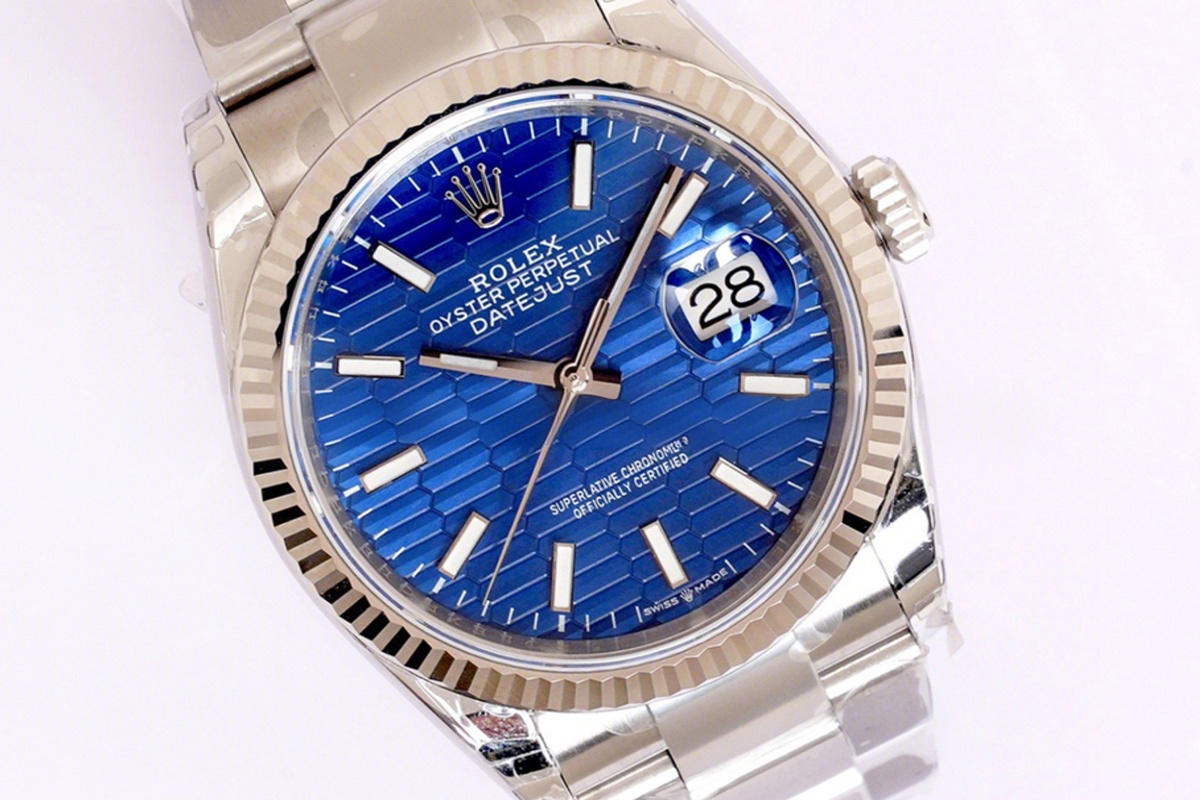 Rolex Datejust 36 126234 Blue Motif Dial in Steel in Oyster Bracelet-fasswatch