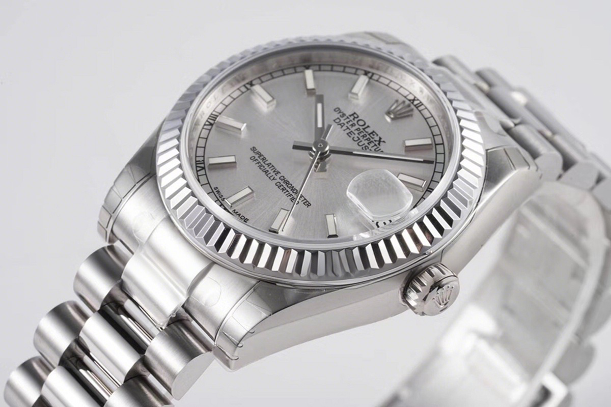 Rolex Datejust 31 Silver Dial Stick Markers in Steel on President Bracelet-fasswatch