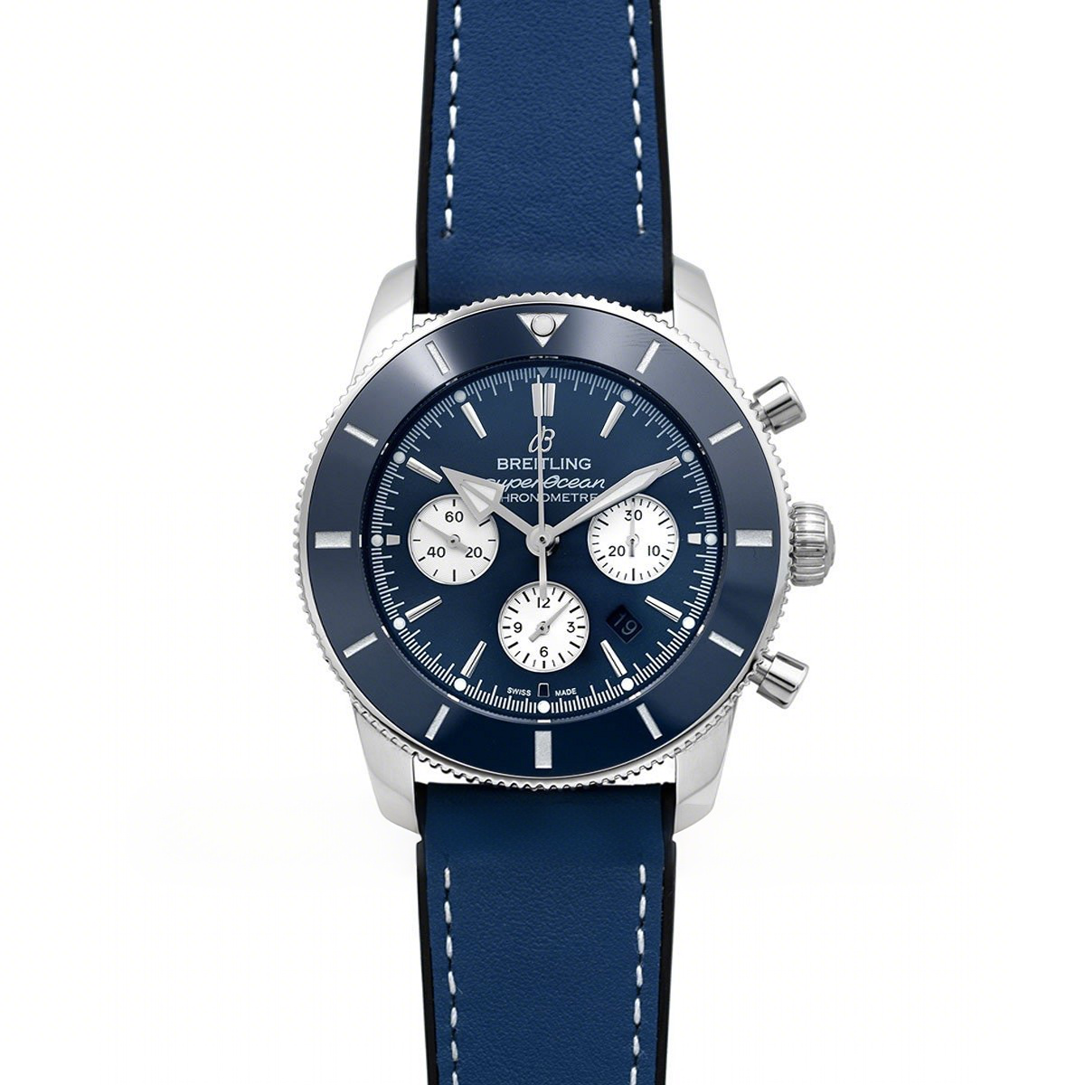 Breitling Superocean Heritage II B01 Chronograph in Blue Dial on Steel on Blue Leather Strap-fasswatch