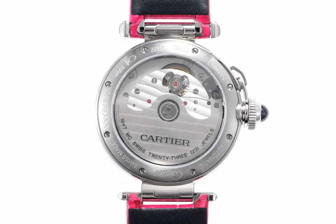 Cartier Pasha de Cartier 35mm in Pink Leather Strap-fasswatch