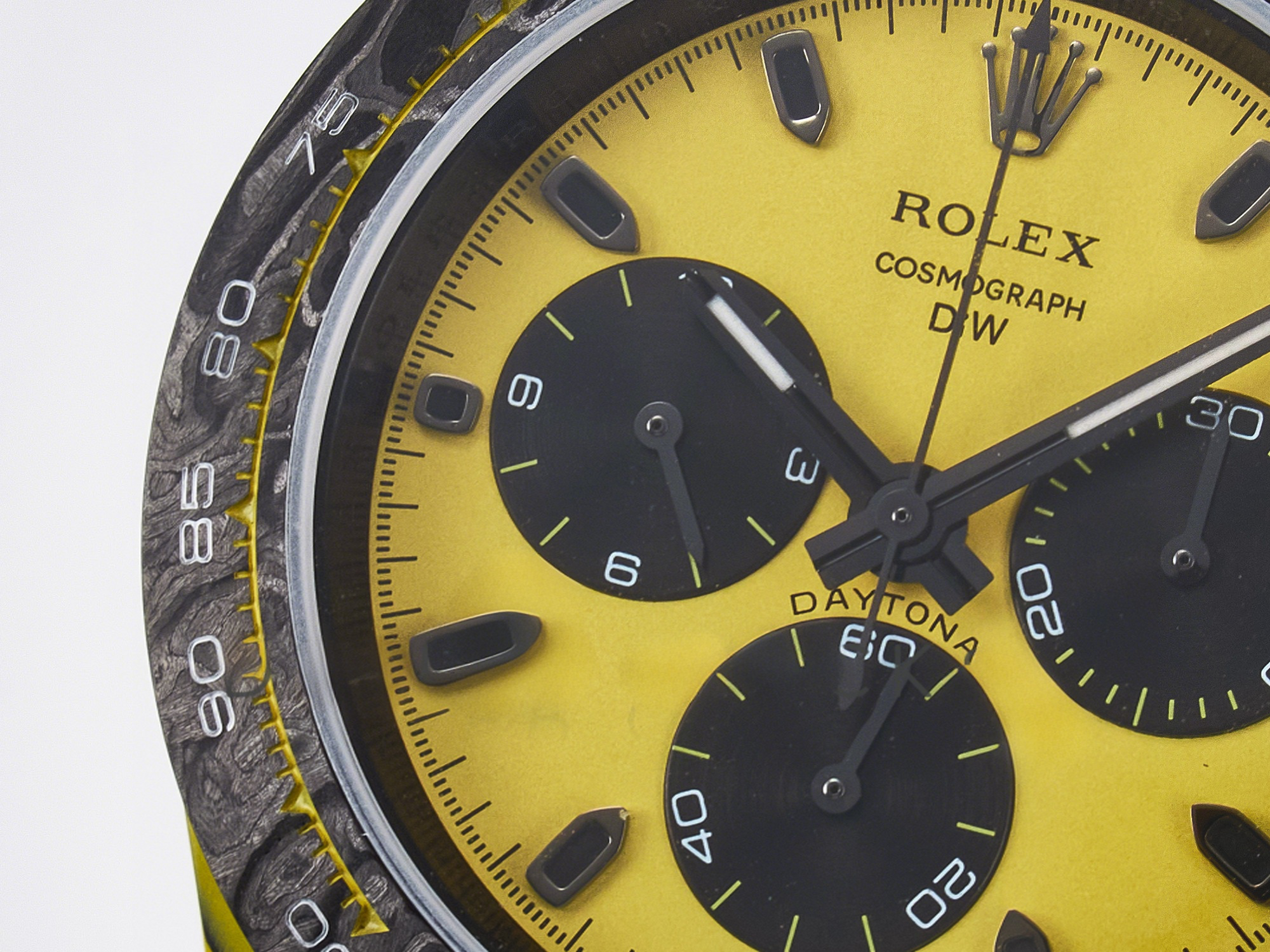 Rolex Daytona DIW Yellow Carbon Case DIWF Edition Black/White Dial on Black Nylon Strap A7750-fasswatch