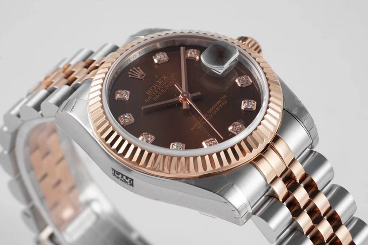 Rolex Datejust 31 278271 Chocolate Dial Diamond Markers in Everose Gold/Steel-fasswatch