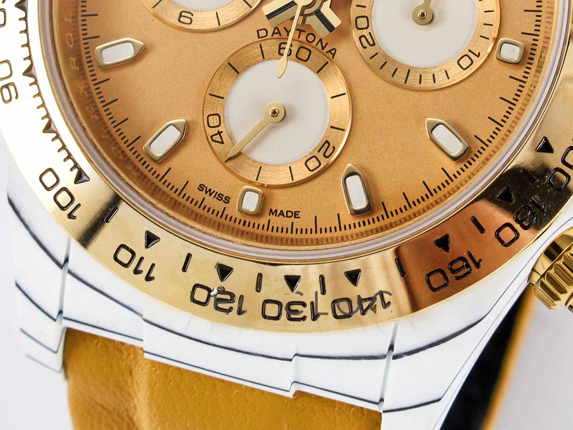 Rolex Daytona DIW White Carbon Case YG Bezel DIWF Edition YG Dial on Brown Leather Strap A7750-fasswatch