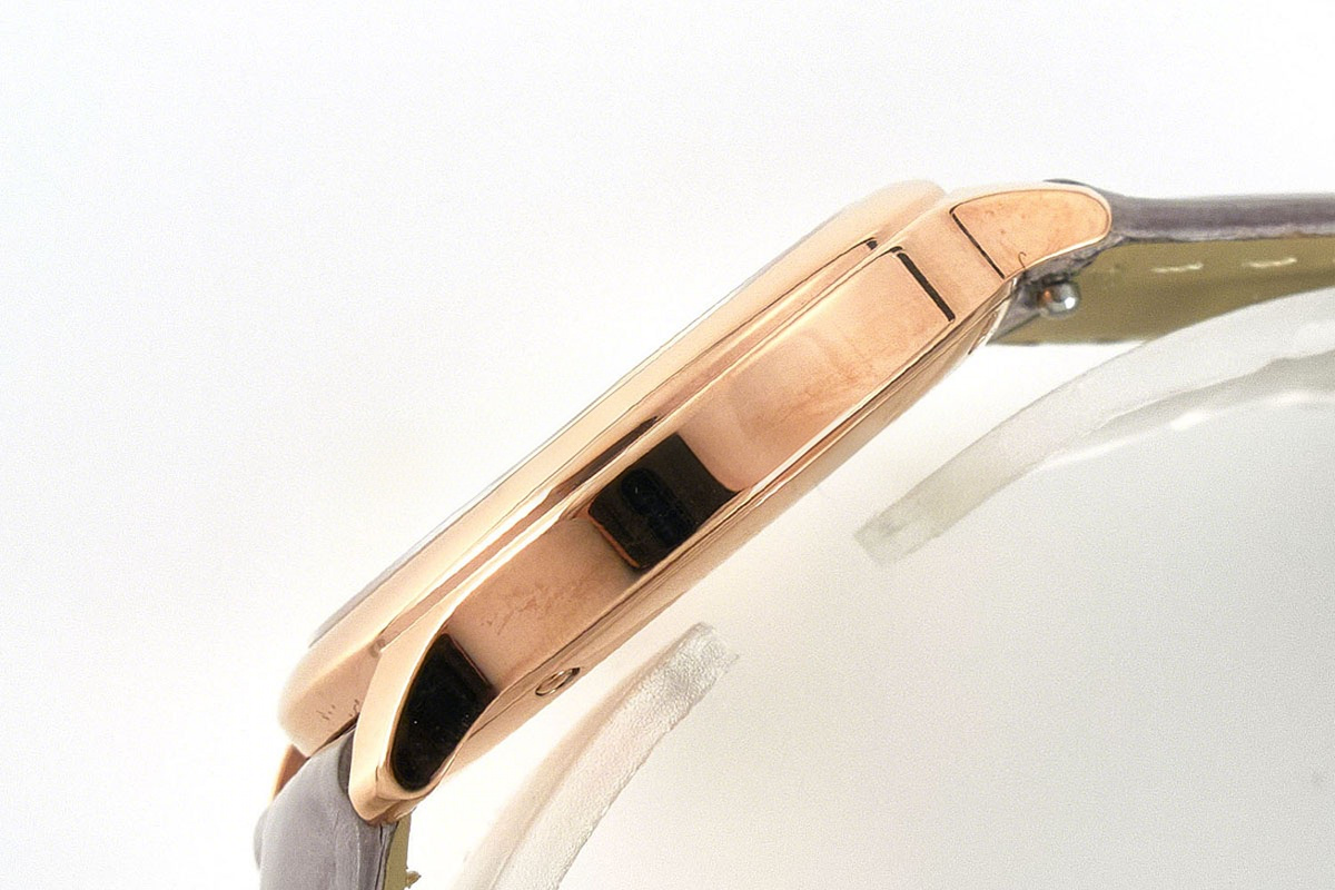 Cartier Ronde Must De Cartier 29mm White Dial in Rose Gold on Grey Leather Strap-fasswatch