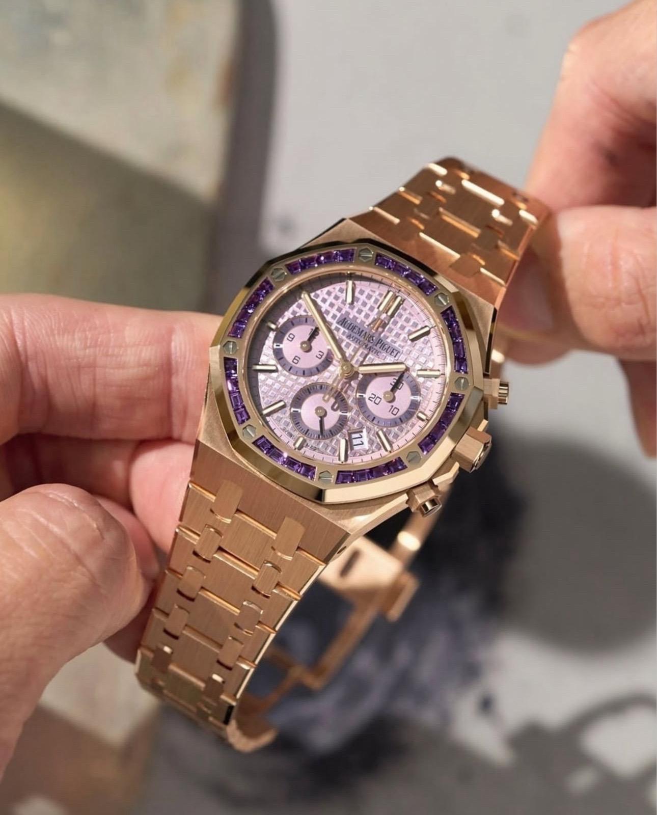 Audemars Piguet Royal Oak Chronograph 38 Pink Gold / Amethysts / Purple - 26319OR.AY.1256OR.01-fasswatch