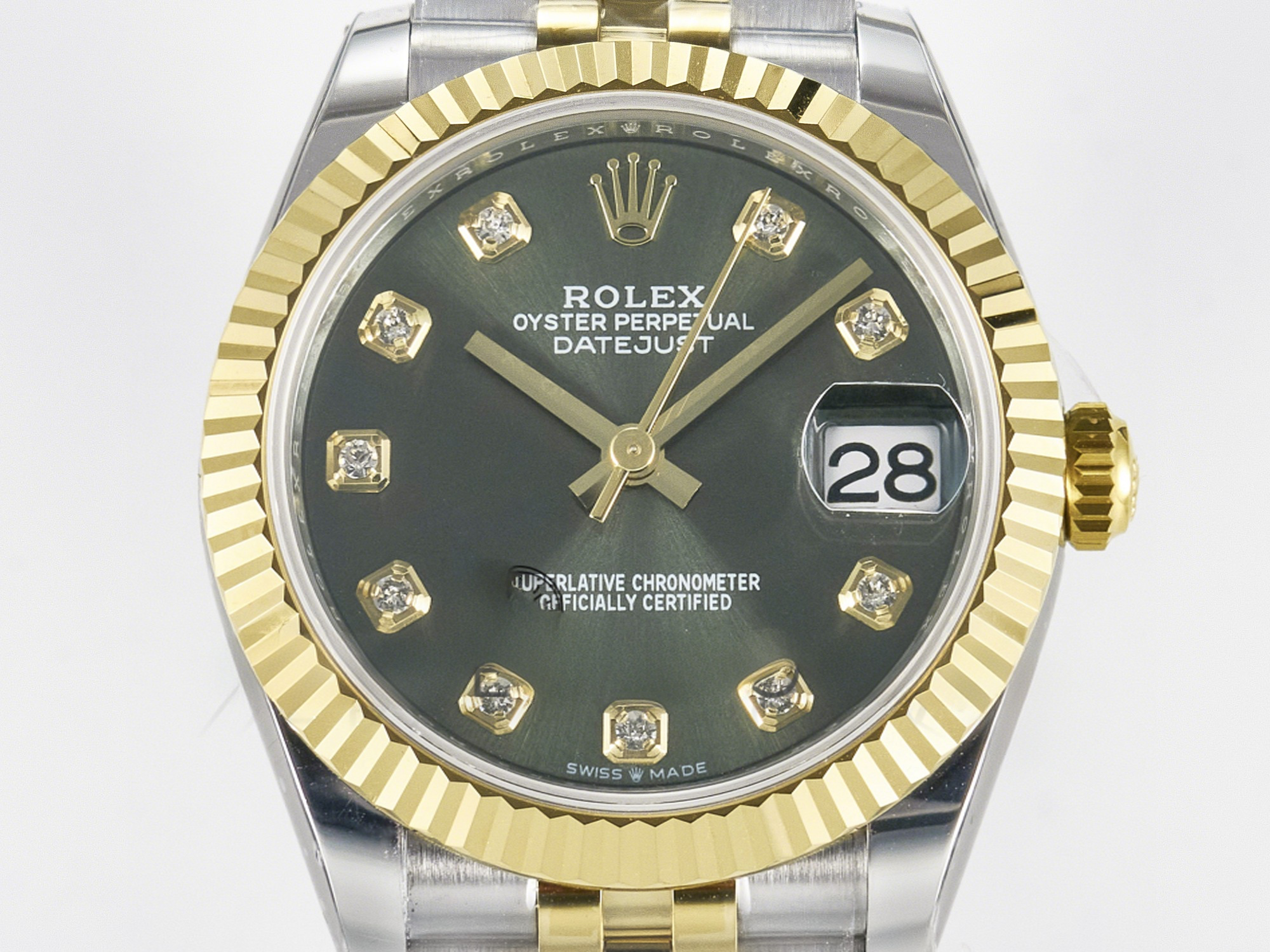Rolex DateJust 31 278383 ARF 1:1 Best Edition 904L Steel Green Diamonds Dial on SS/YG Jubilee Bracelet ETA 2688-fasswatch