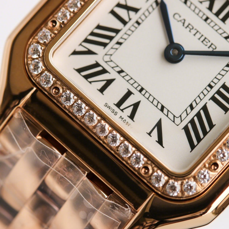 Cartier Panthère De Cartier 27mm White Dial in Rose Gold with Diamond Bezel-fasswatch