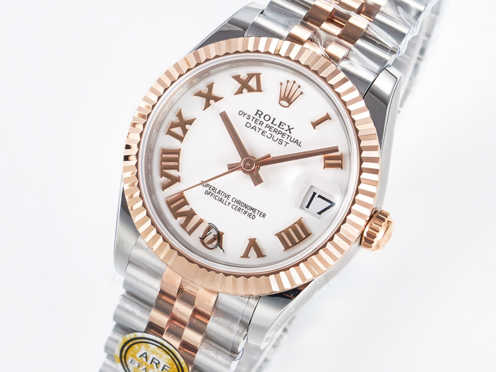 Rolex DateJust 31 278271 ARF 1:1 Best Edition 904L Steel White Roman Dial on SS/RG Jubilee Bracelet ETA 2688-fasswatch
