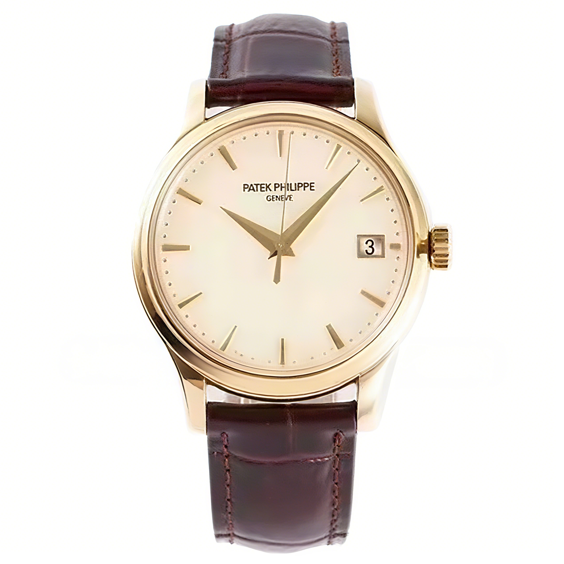Patek Philippe Calatrava 5227J-001 White Dial in Yellow Gold on Brown Leather Strap-fasswatch