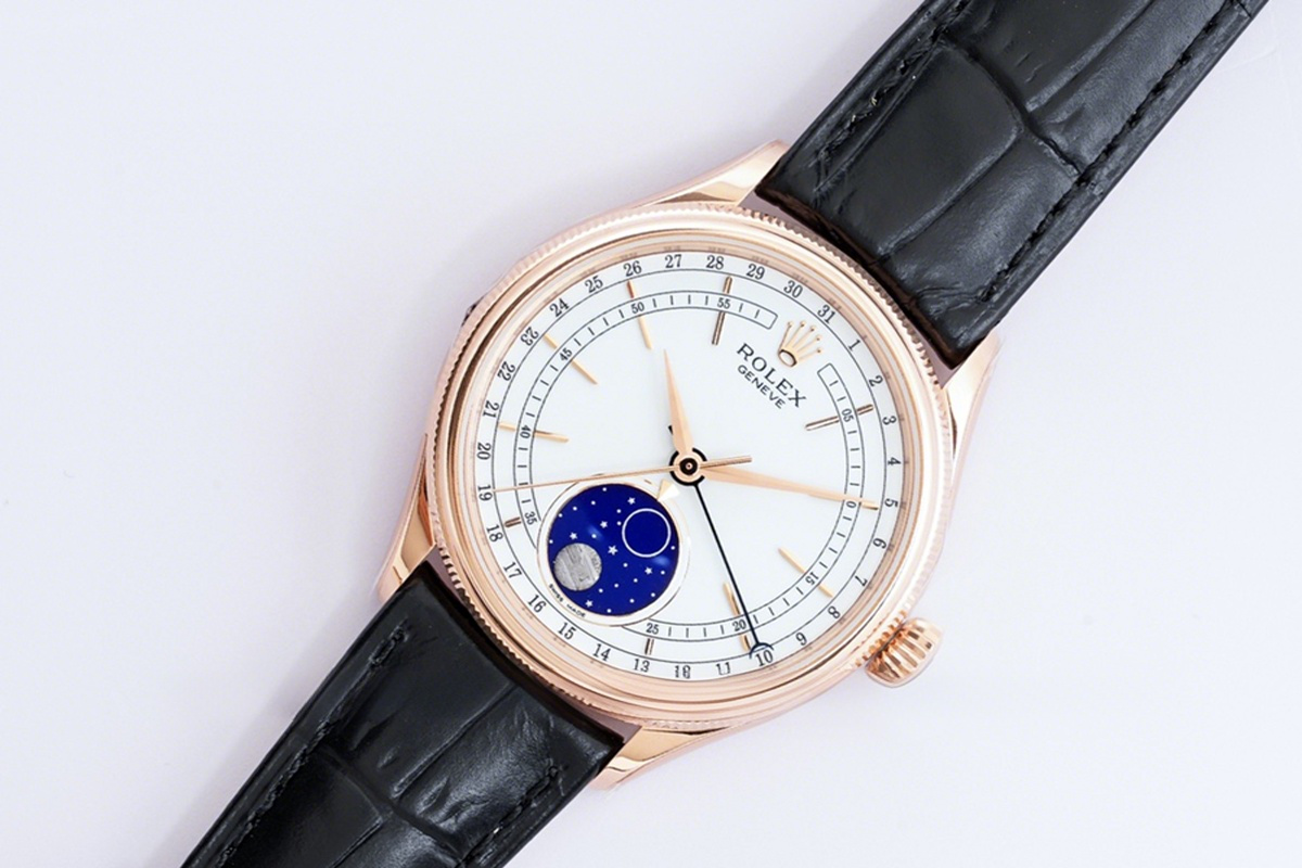 Rolex Cellini Moonphase 50535 Black Leather Strap-fasswatch