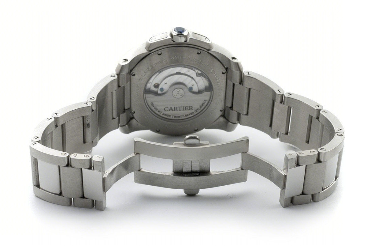 Calibre de Cartier White Dial on Steel Bracelet-fasswatch