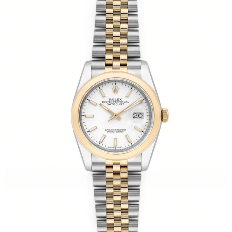 Rolex Datejust 36 126201 White Dial in Yellow Gold and Steel with Stick Markers-fasswatch