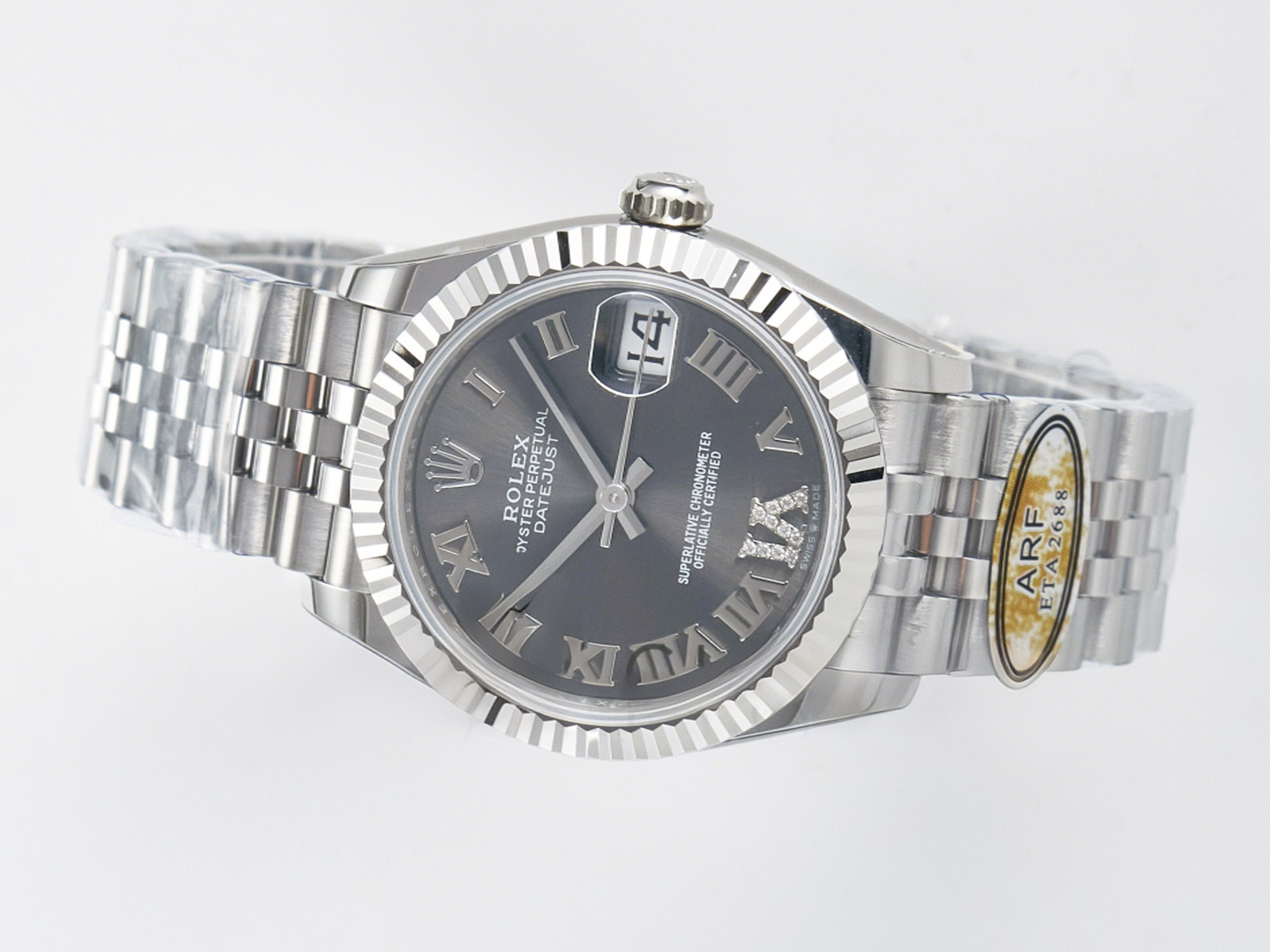 Rolex DateJust 31 278274 ARF 1:1 Best Edition 904L Steel Gray Roman Diamonds Dial on SS Jubilee Bracelet ETA 2688-fasswatch
