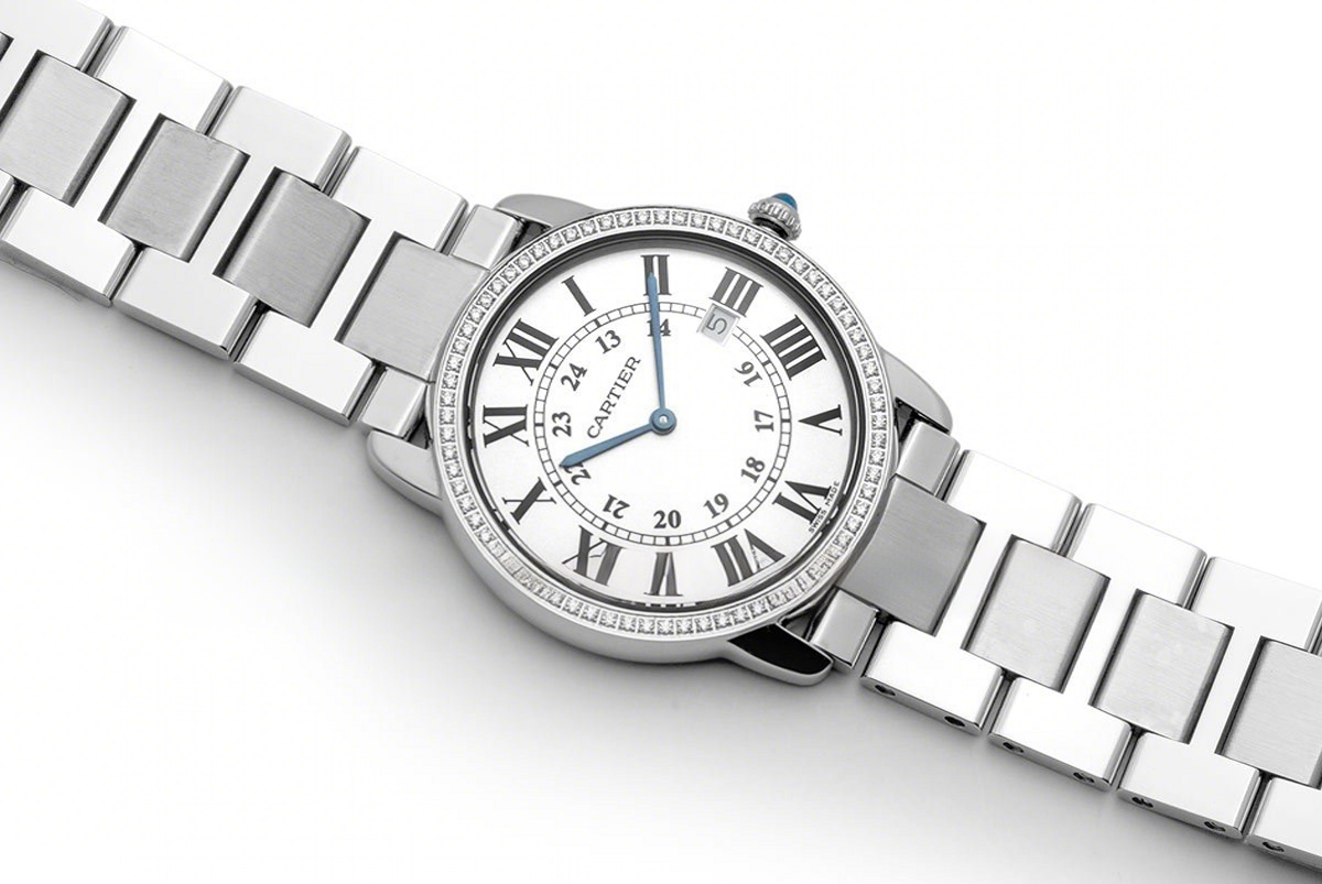 Cartier Ronde Louis Cartier Watch 36mm White Dial in Steel on Bracelet-fasswatch