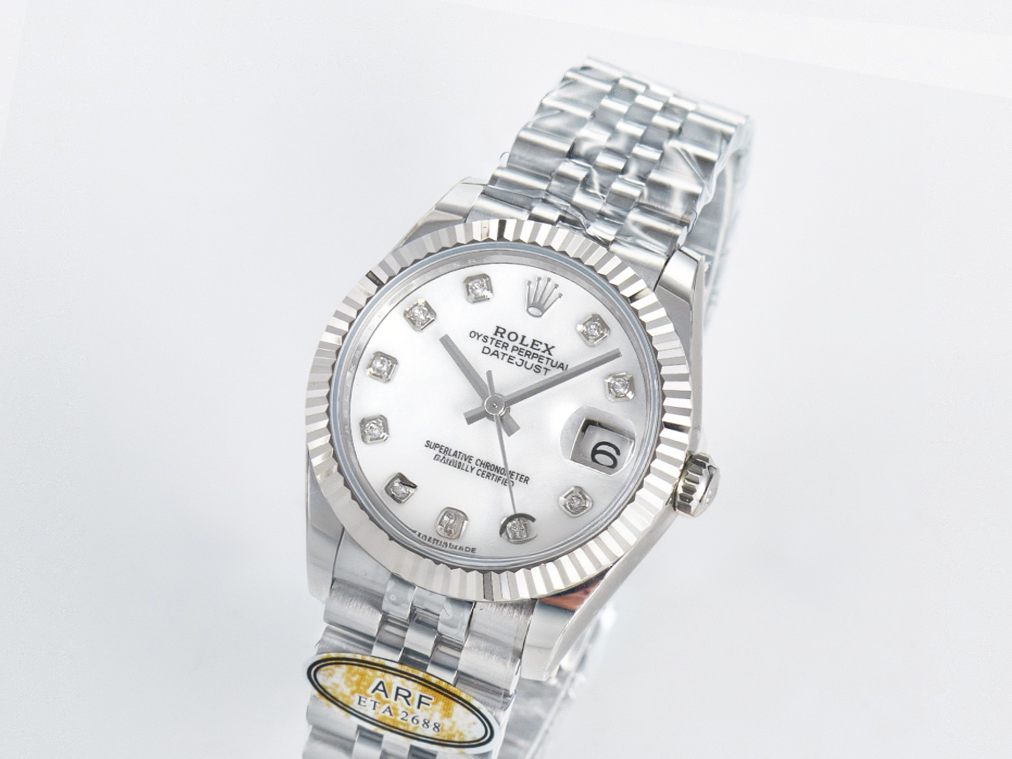 Rolex DateJust 31 278274 ARF 1:1 Best Edition 904L Steel White MOP Diamonds Dial on SS Jubilee Bracelet ETA 2688-fasswatch