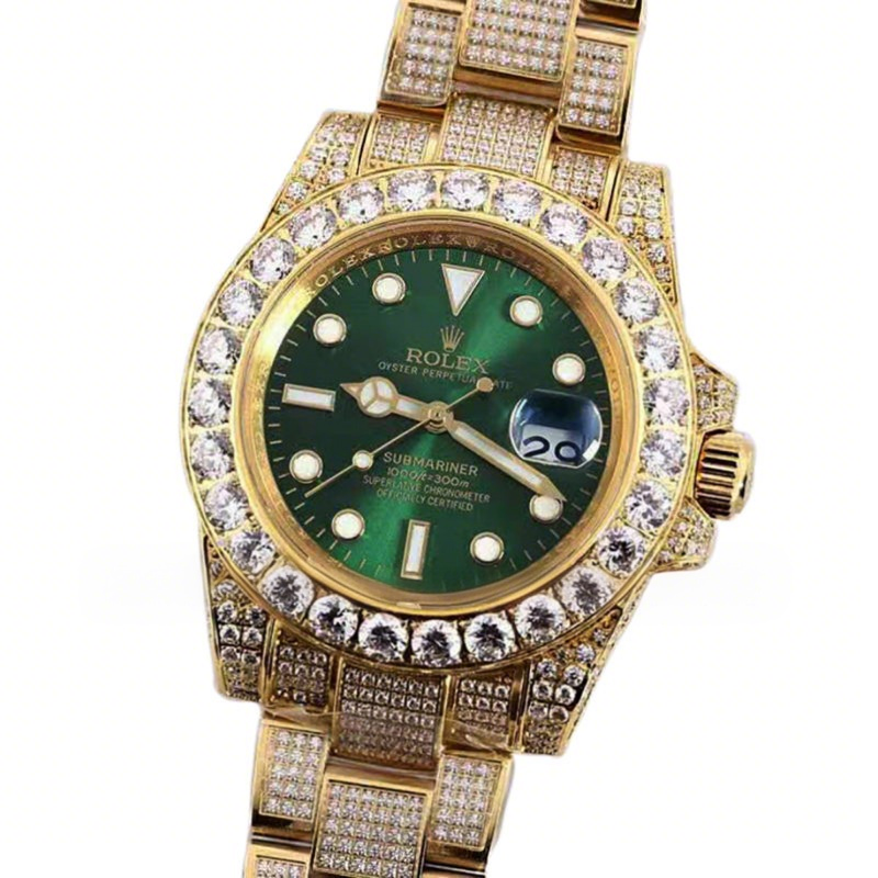 Rolex Submariner 116659 Green Dial with Diamond Markers in Yellow Gold-fasswatch