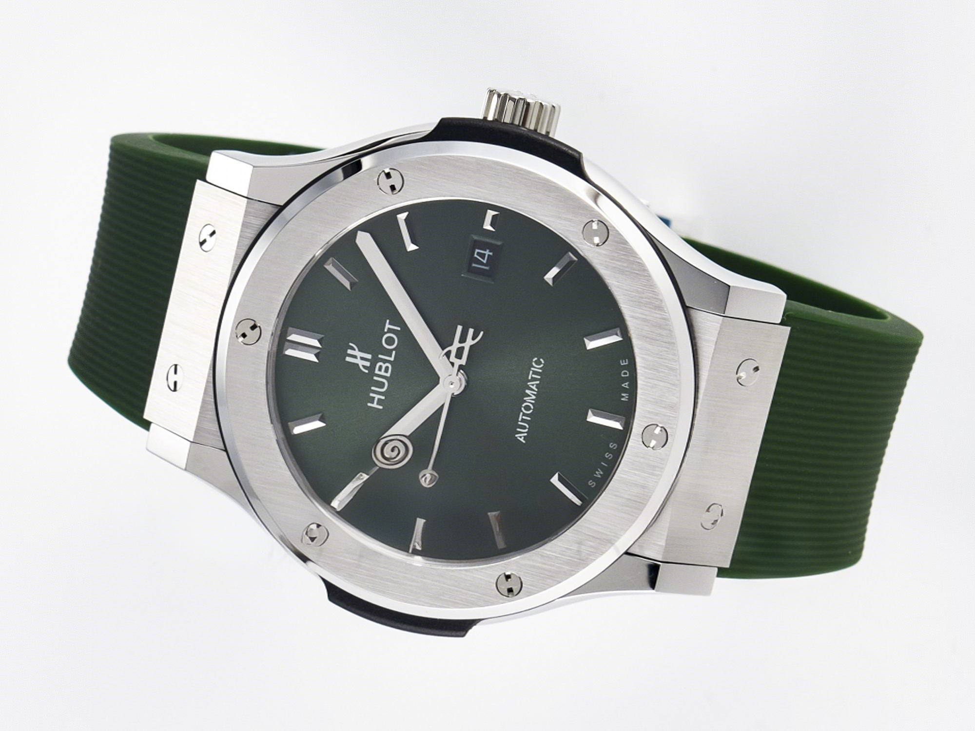 Hublot Classic Fusion Bang 42mm HBF 1:1 Best Edition Green Dial on Green Rubber Strap A2892-fasswatch