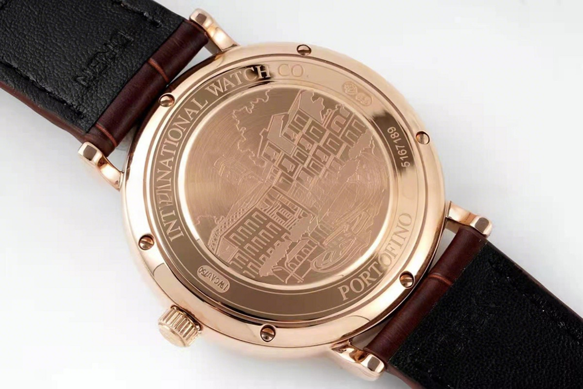 IWC Portofino Hand Wound Moon Phrase IW516403 Black Dial in Rose Gold-fasswatch