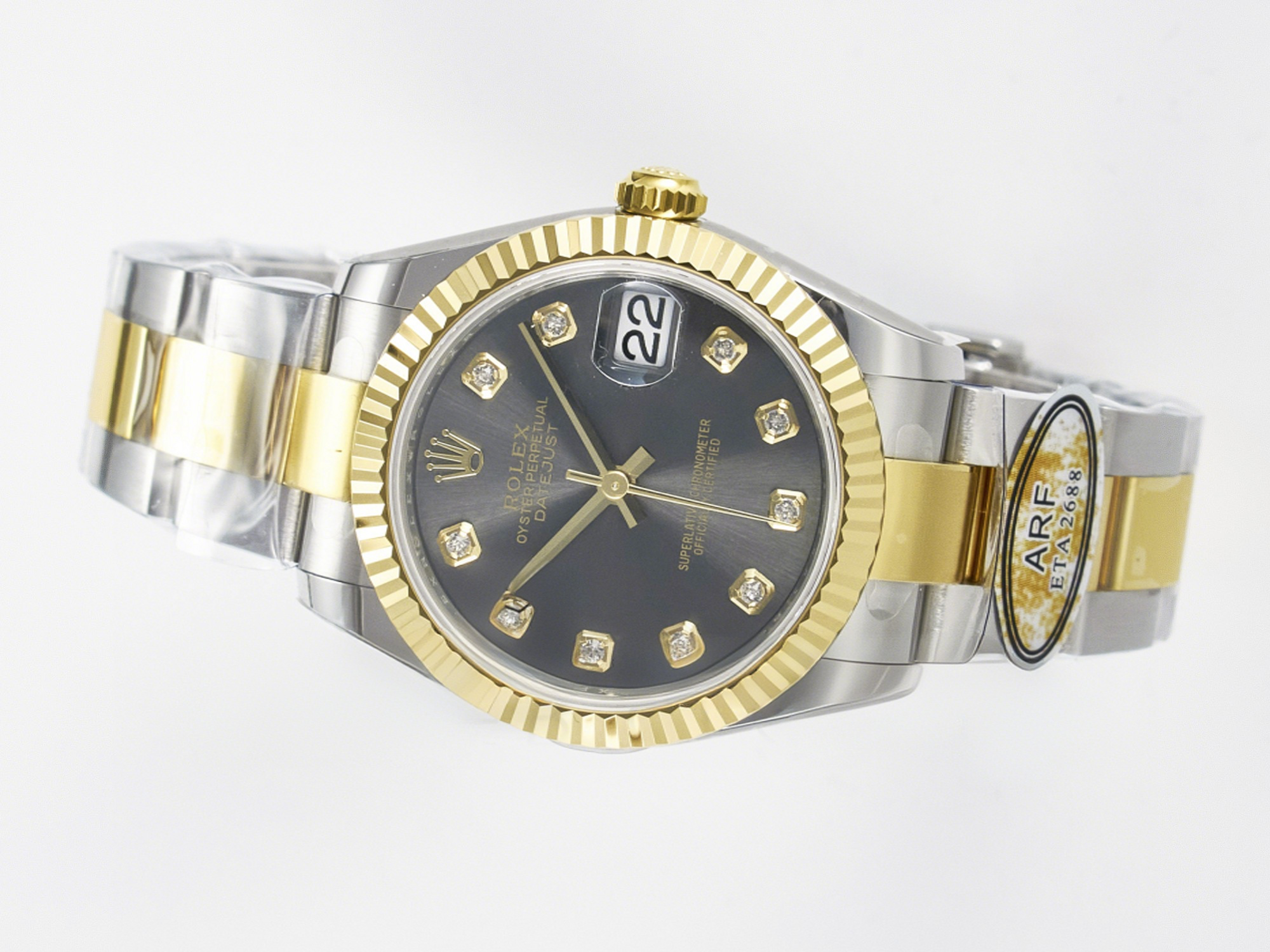 Rolex DateJust 31 278273 ARF 1:1 Best Edition 904L Steel Gray Diamonds Dial on SS/YG Oyster Bracelet ETA 2688-fasswatch
