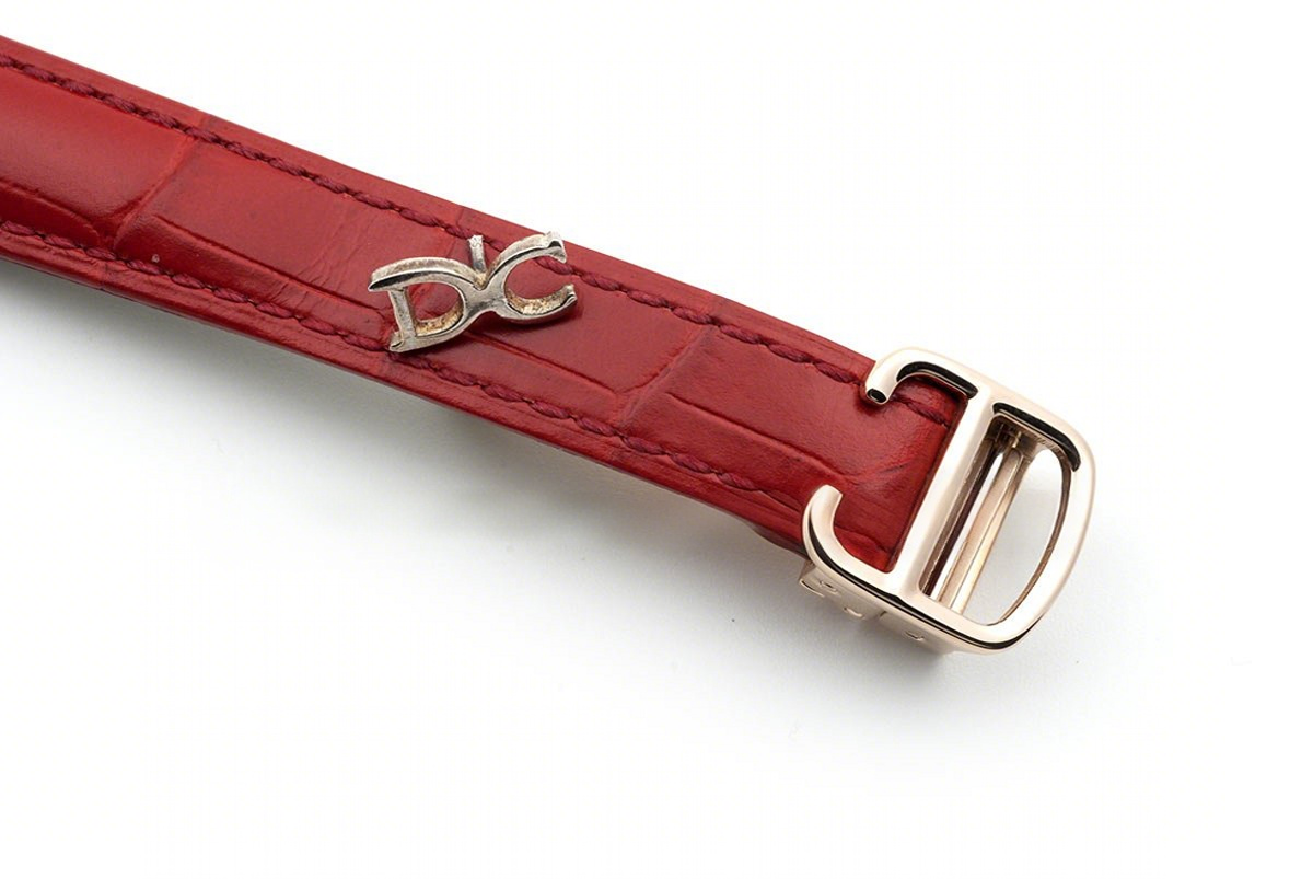 Ballon Bleu de Cartier 28mm White Dial in Gold with Diamonds on Red Leather Strap-fasswatch