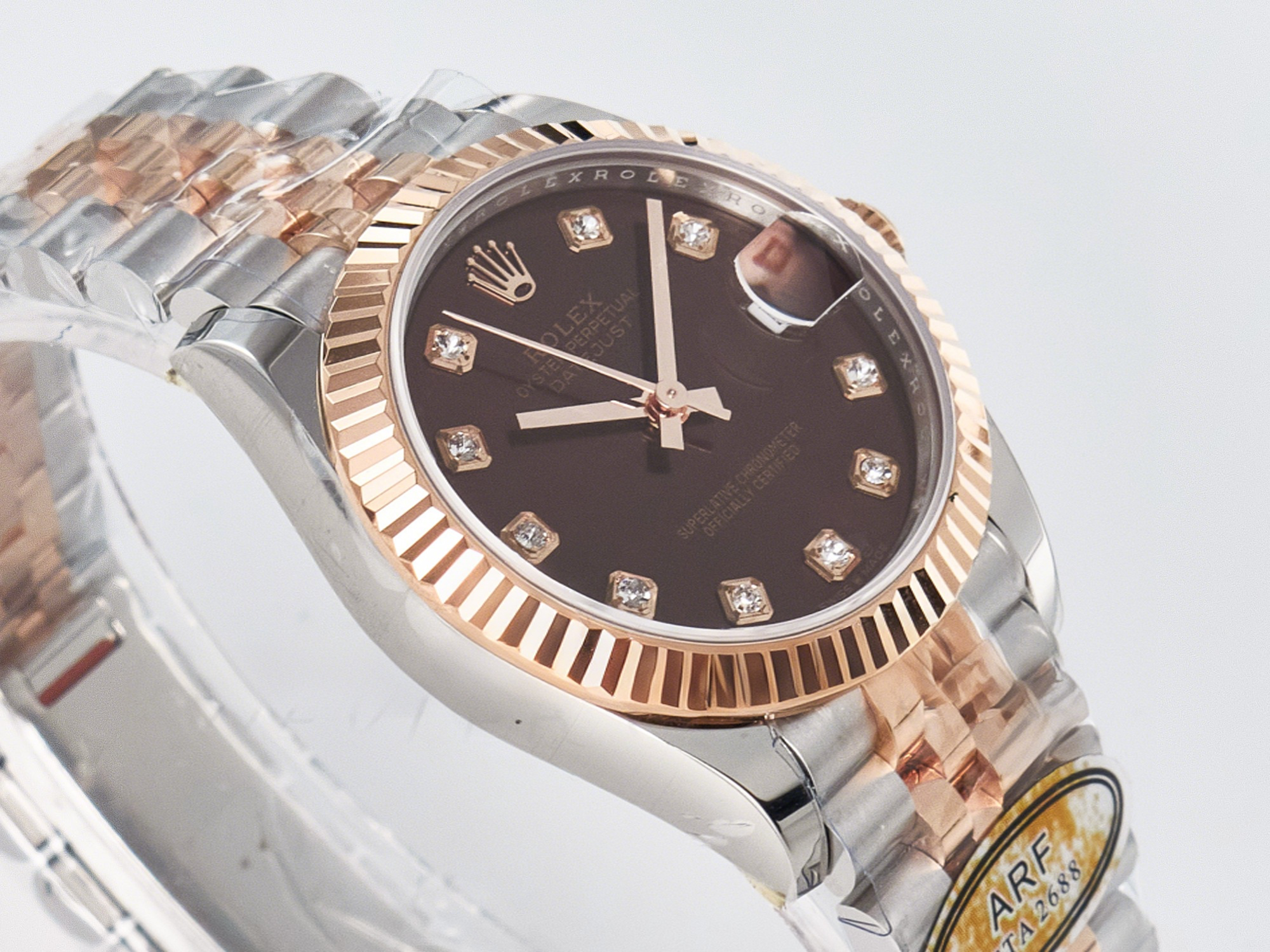Rolex DateJust 31 278271 ARF 1:1 Best Edition 904L Steel Brown Diamonds Dial on SS/RG Jubilee Bracelet ETA 2688-fasswatch