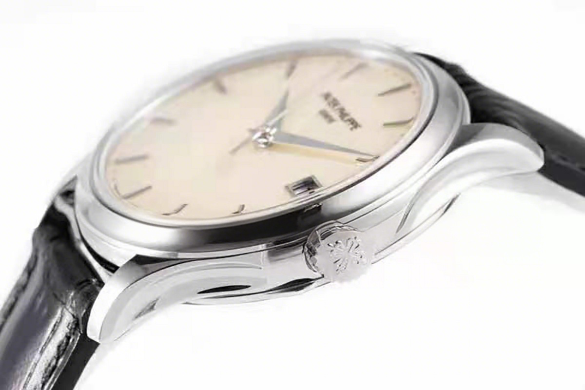 Patek Philippe Calatrava 5227 White Dial in White Gold on Black Leather Strap-fasswatch