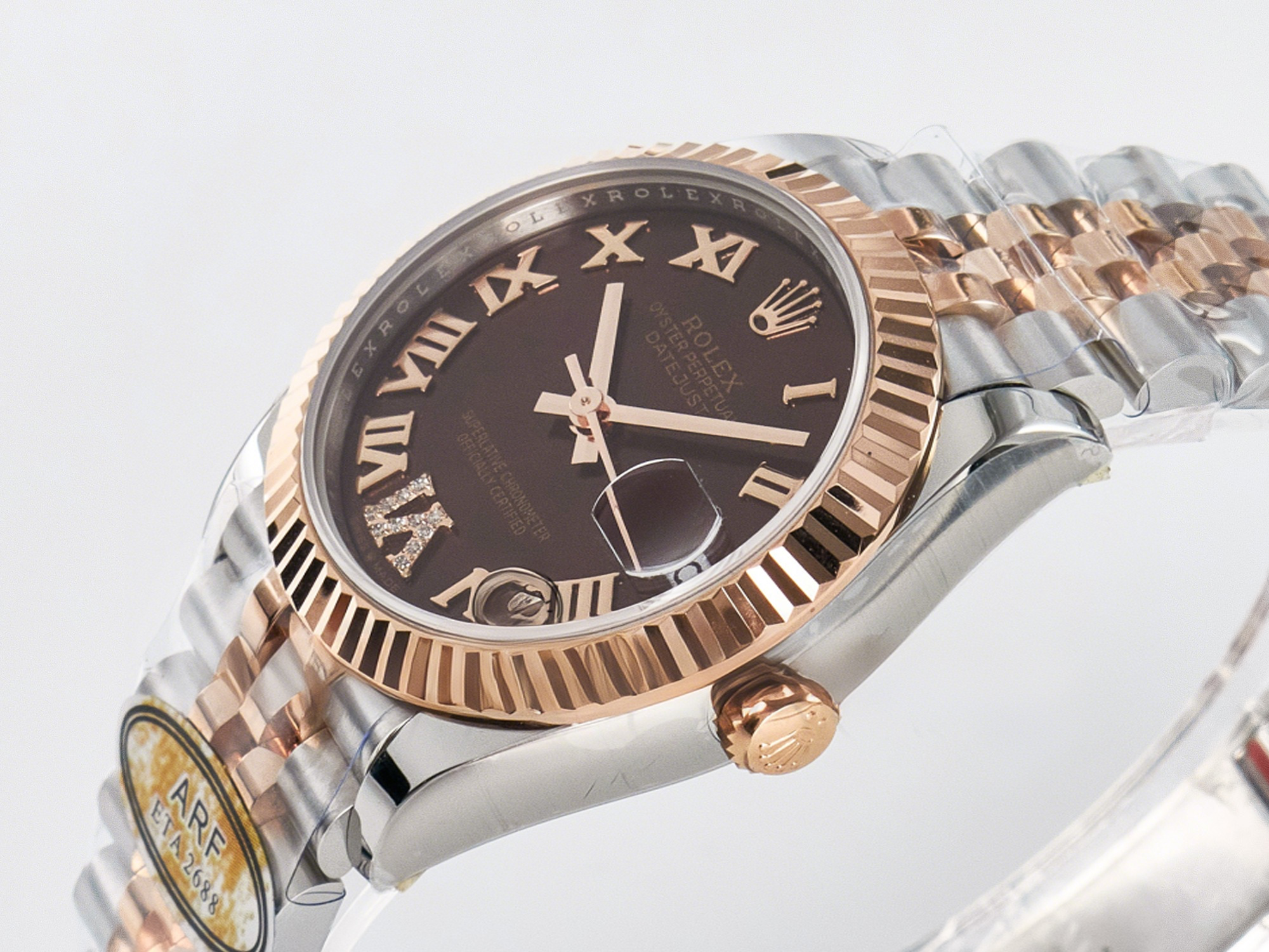 Rolex DateJust 31 278271 ARF 1:1 Best Edition 904L Steel Purple Roman Diamonds Dial on SS/RG Jubilee Bracelet ETA 2688-fasswatch