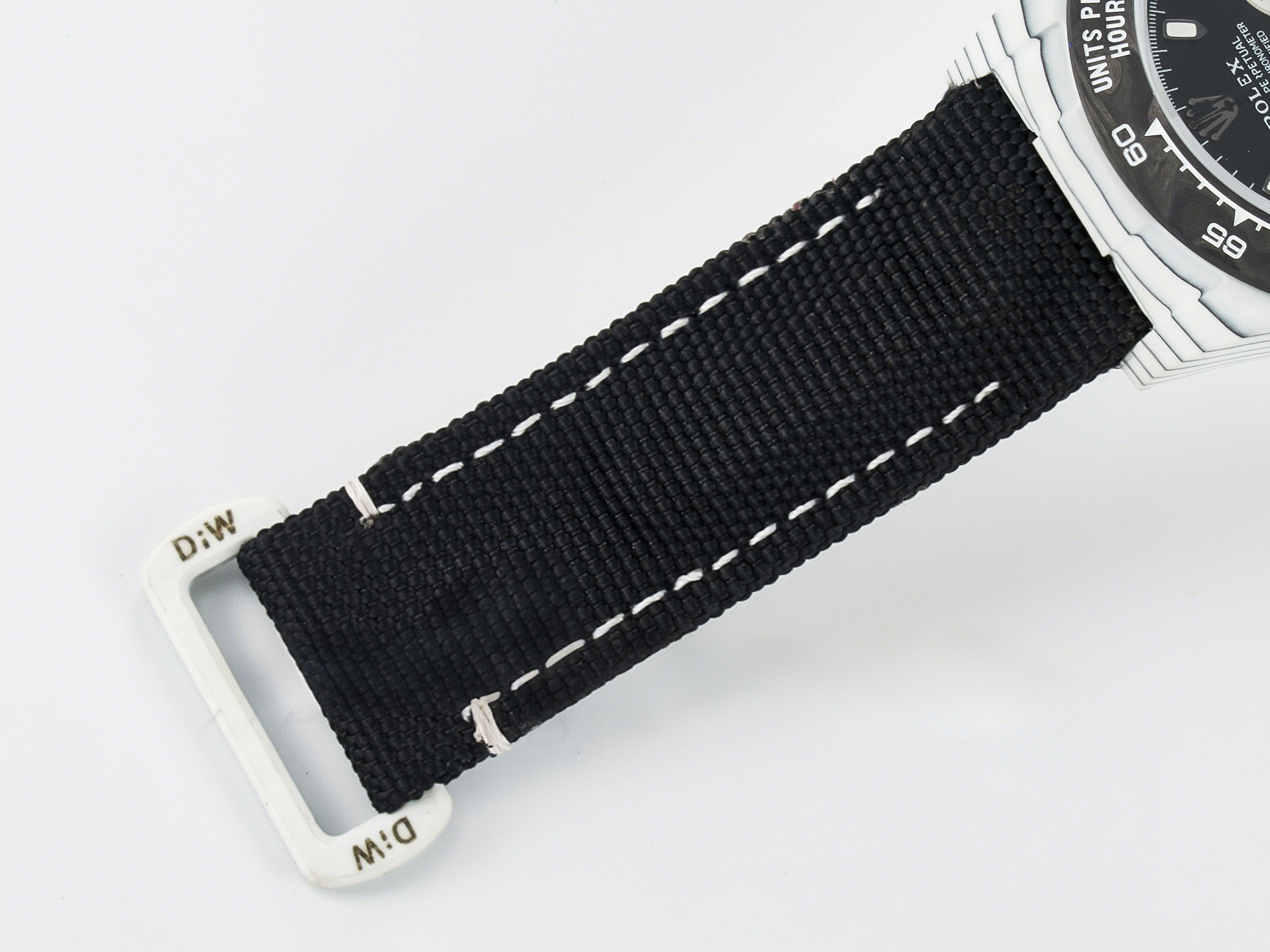 Rolex Daytona DIW White Carbon Case N6F Edition Black/White Dial on Black Nylon Strap A4130-fasswatch