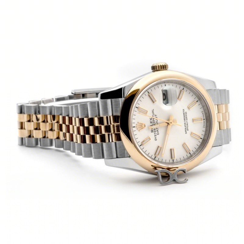 Rolex Datejust 36 126201 White Dial in Yellow Gold and Steel with Stick Markers-fasswatch