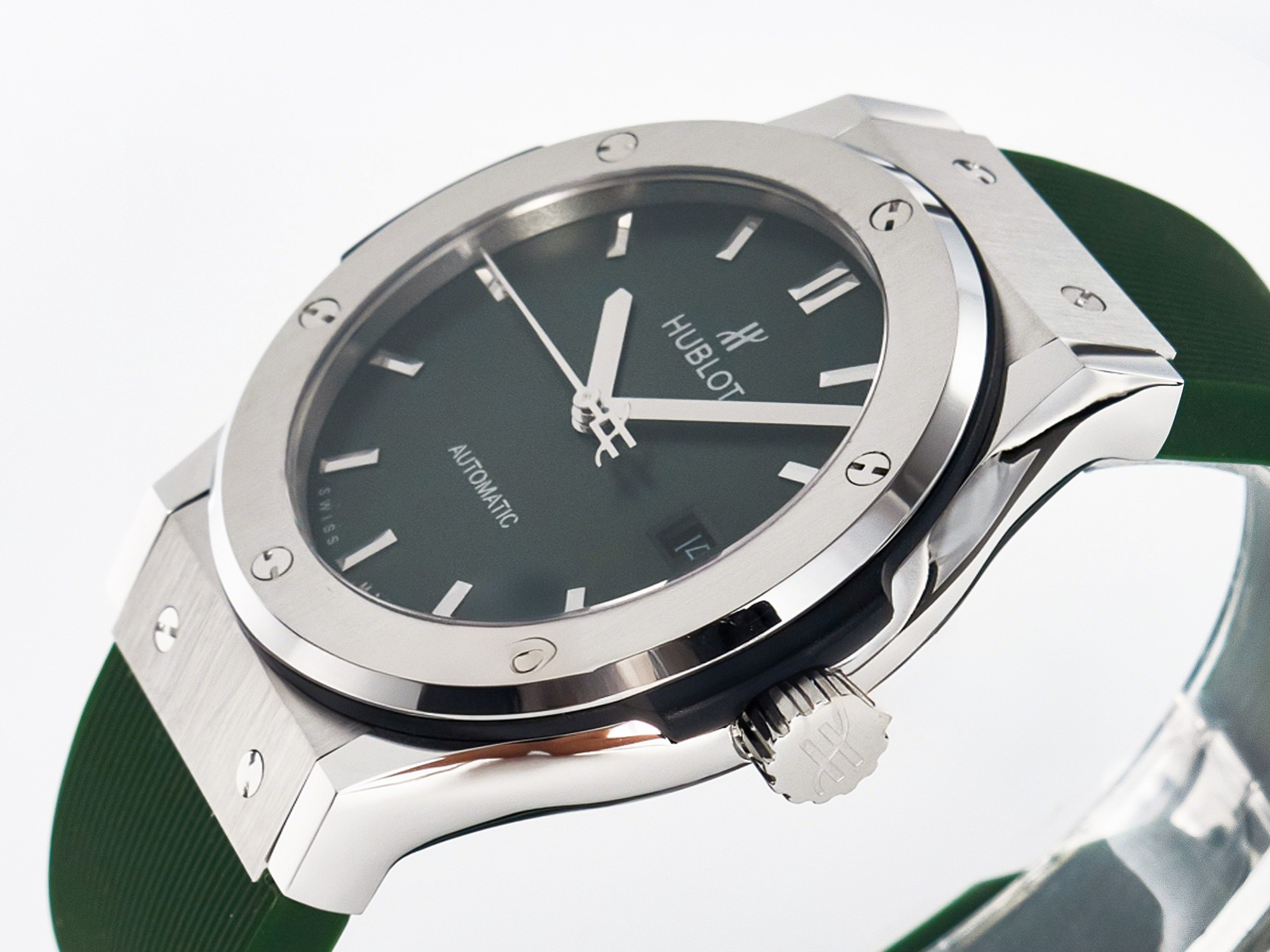 Hublot Classic Fusion Bang 42mm HBF 1:1 Best Edition Green Dial on Green Rubber Strap A2892-fasswatch