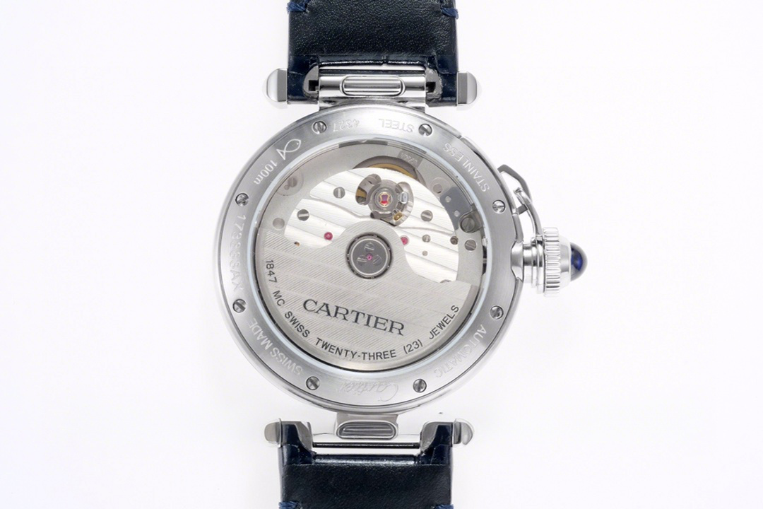 Cartier Pasha de Cartier 35mm in Blue Leather Strap-fasswatch