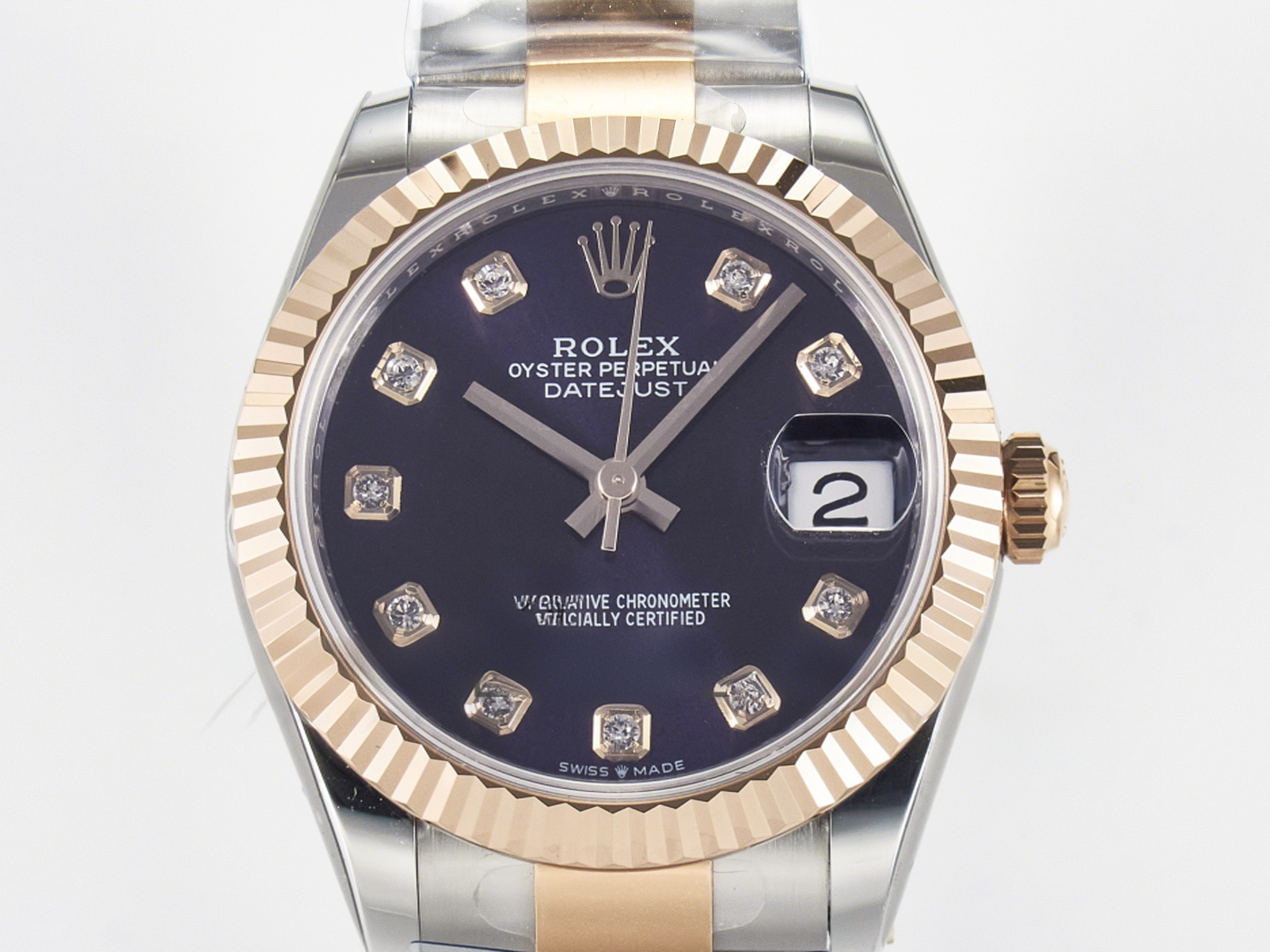 Rolex DateJust 31 278271 ARF 1:1 Best Edition 904L Steel Purple Diamonds Dial on SS/RG Oyster Bracelet ETA 2688-fasswatch