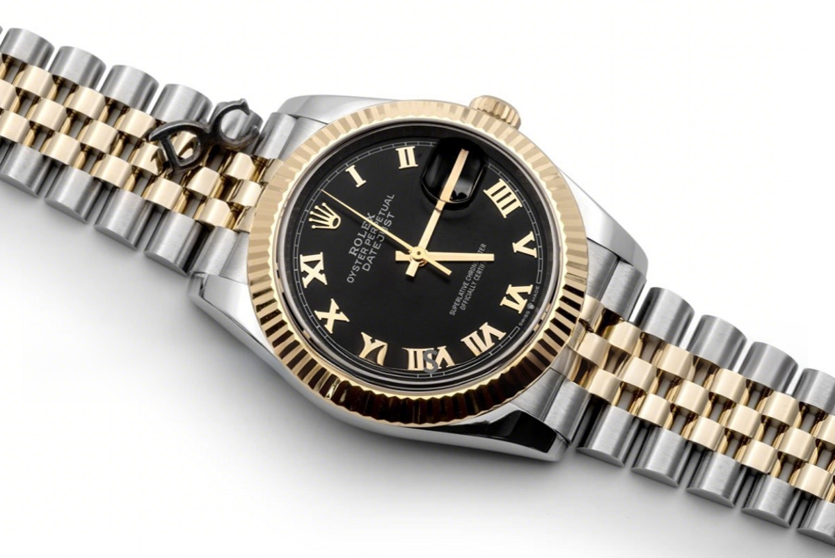 Rolex Datejust 36 126283RBR Black Dial in Yellow Gold and Steel with Roman Numerals Markers-fasswatch