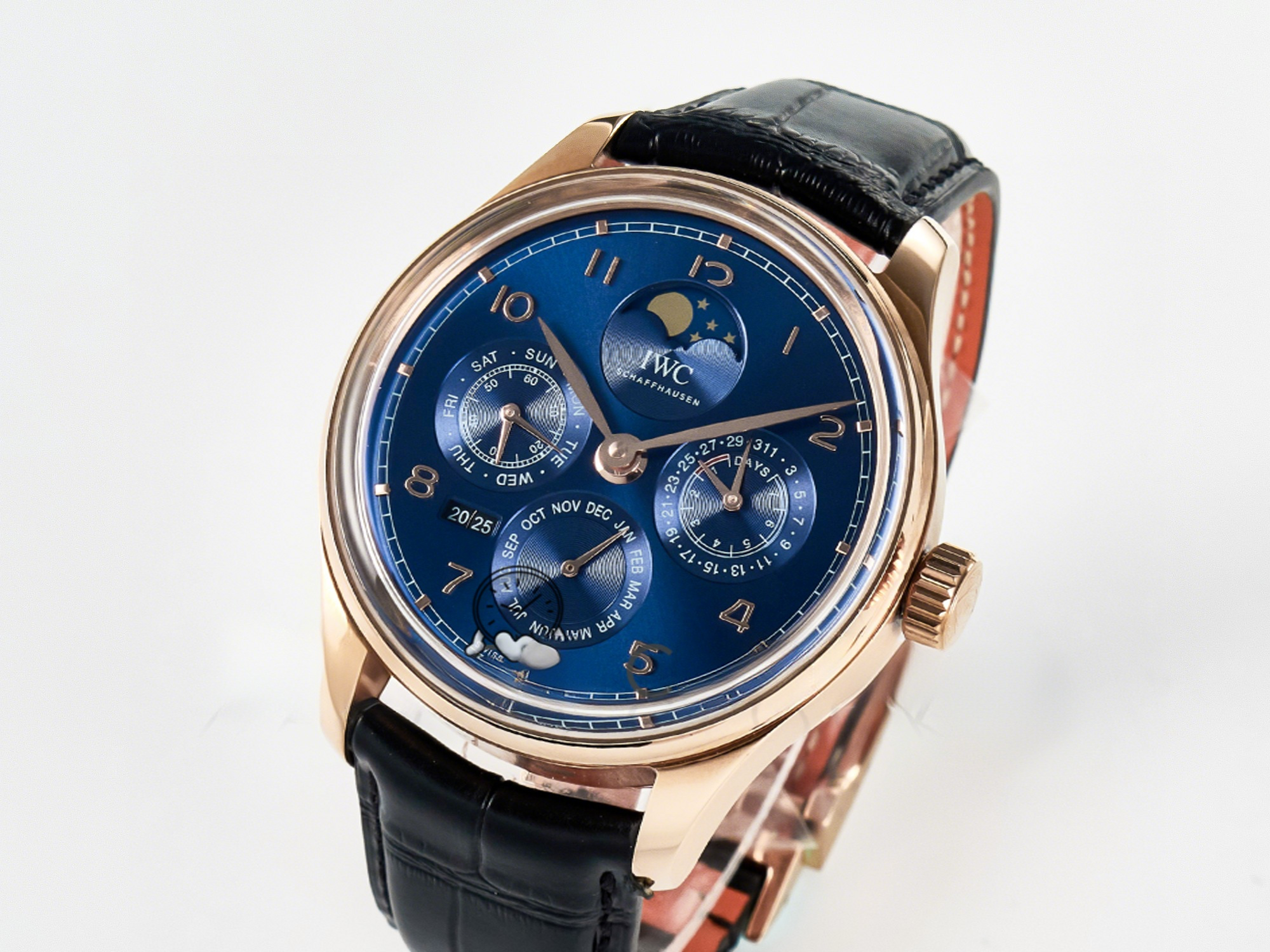 IWC IW5033 Portugieser Perpetual Calendar RG V9F 1:1 Best Edition White Dial on Black Leather Strap A52610-fasswatch