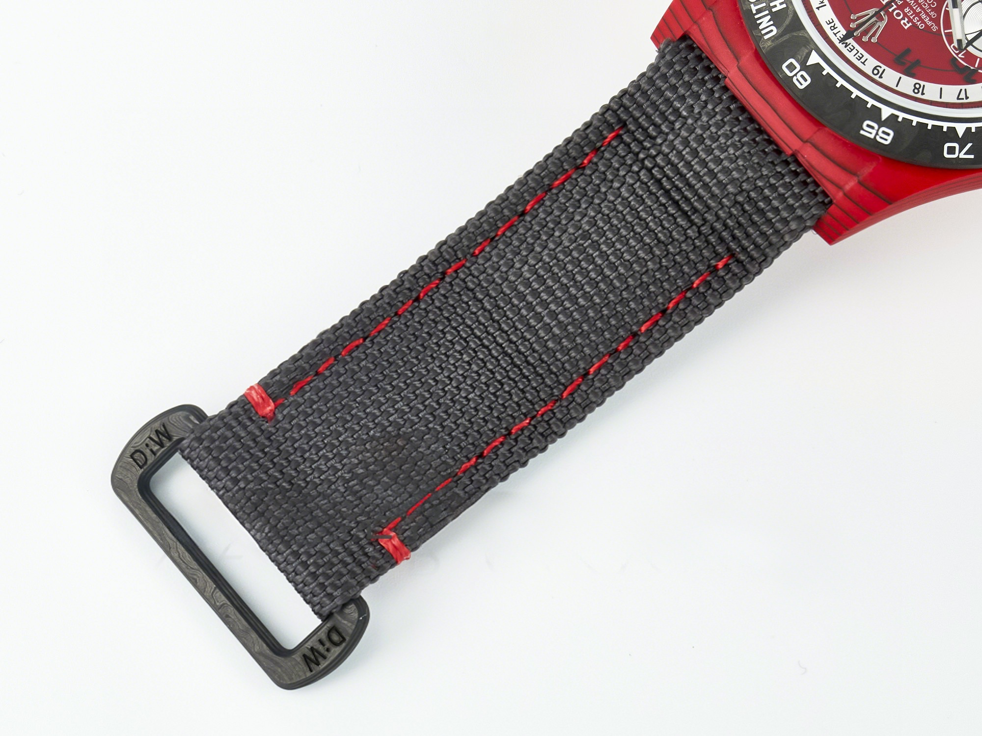 Rolex Daytona DIW Carbon DIWF 1:1 Best Edition Red Dial on Gray Nylon Strap SH7750-fasswatch