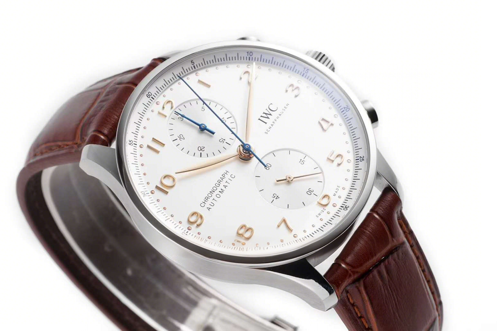 IWC Portugieser Chronograph IW371611 White Dial in Steel-fasswatch